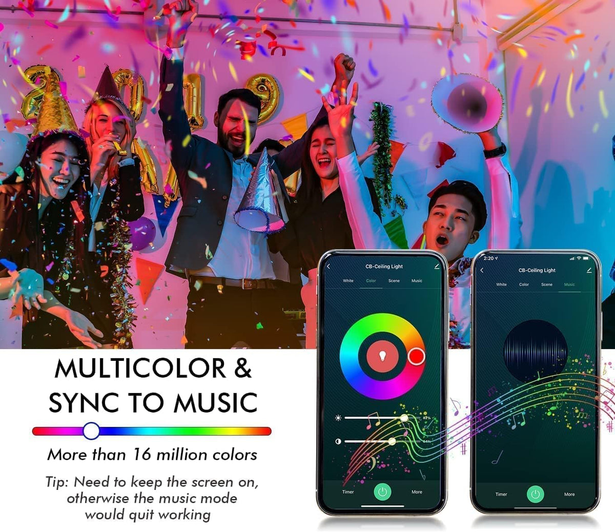 OHLUX Smart Light Bulbs, Color Changing LED Bulbs for Alexa and Google Assistant, 2.4GHz WiFi and Bluetooth with Music Sync, E26 A19, 120V, 4 Pack