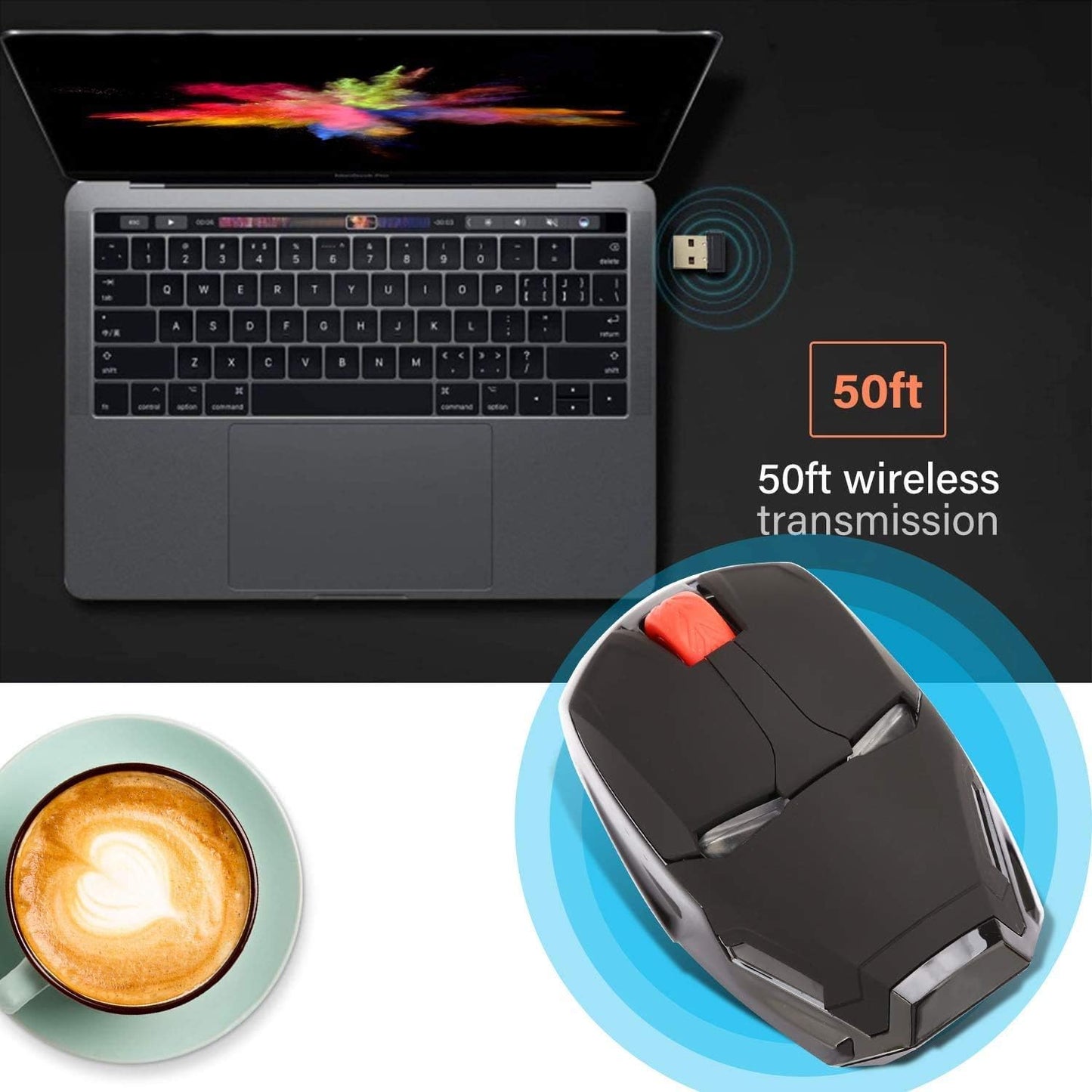 Mikayoo Ergonomic Wireless Mouse, Cool Mice 2.4G Portable Mobile Computer Mouse with USB Nano Receiver for Notebook, PC, Laptop, Computer, MacBook, Responds up to 50 ft