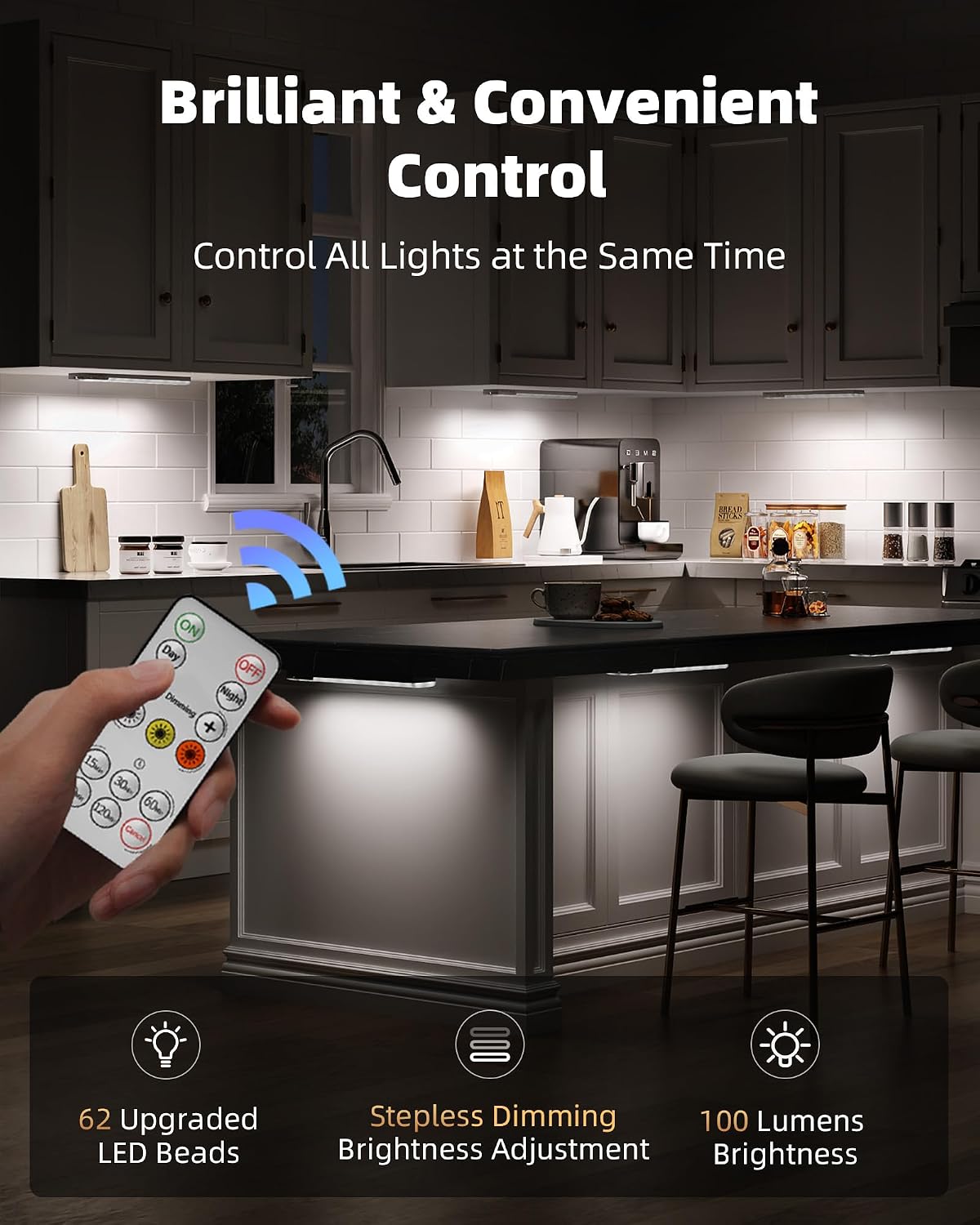 EZVALO Under Cabinet Lighting with Charging Station, Motion Sensor Lights