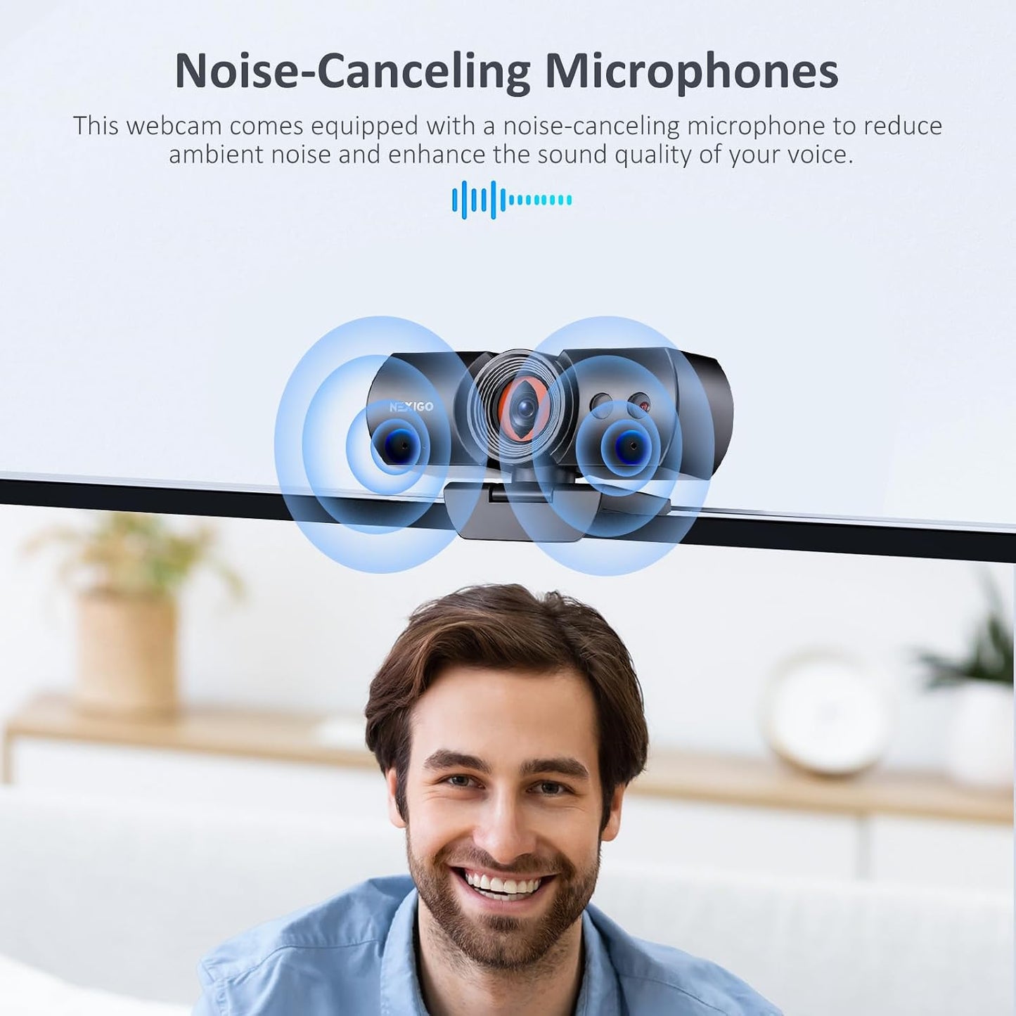 NexiGo HelloCam, 1080P Webcam with Windows Hello, True Privacy, Automatic Electronic Shutter, Computer Camera, Microphone, Facial Enhancement, HD USB Web Cam