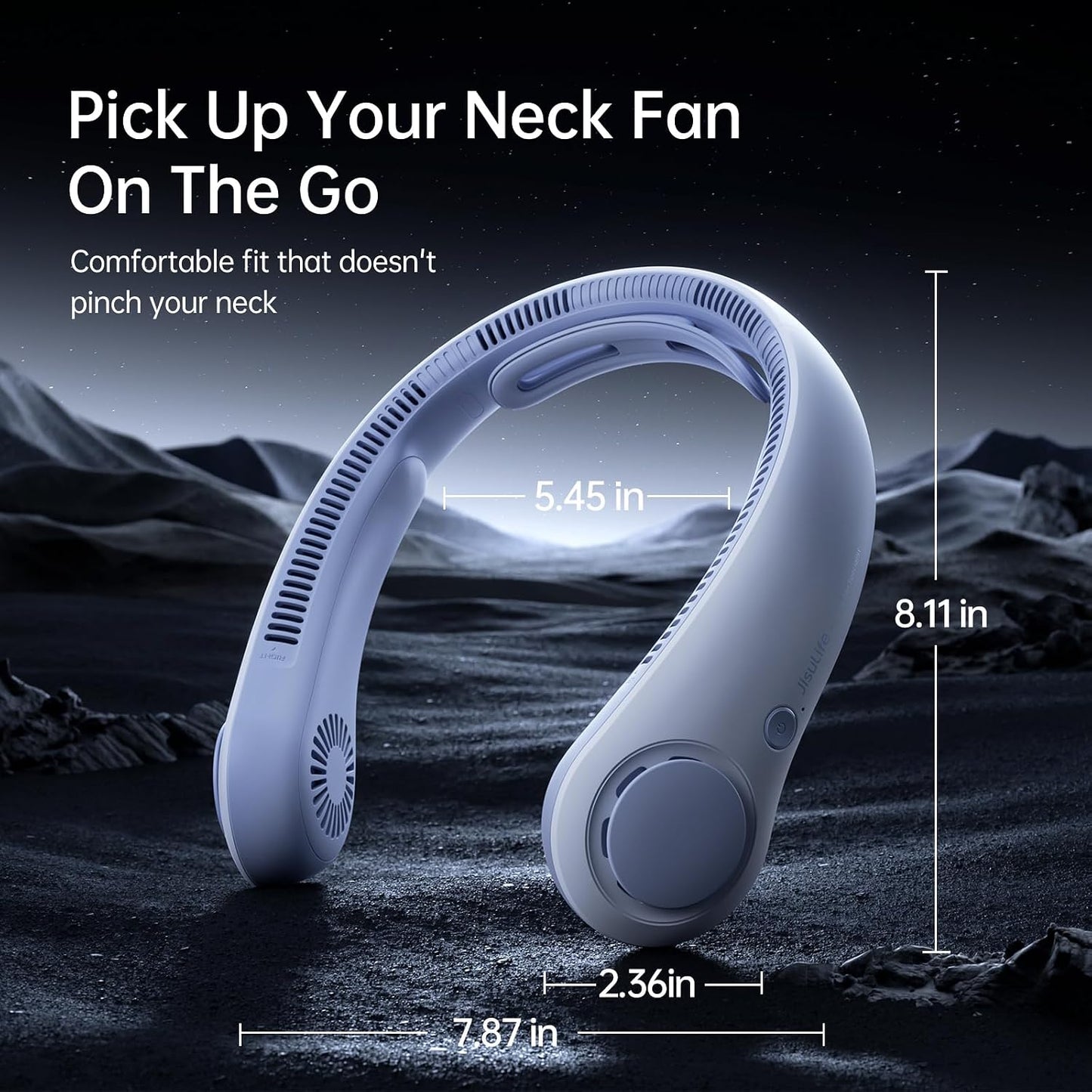JISULIFE Portable Neck Fan Upgraded: Neckbrace Hands-Free, 5-Speed 5000 mAh | 16.5H Max Runtime, Personal Wearable Bladeless Rechargeable Fan for Outdoor/Travel/Concerts, Gifts for Women Men - Sunny Blue