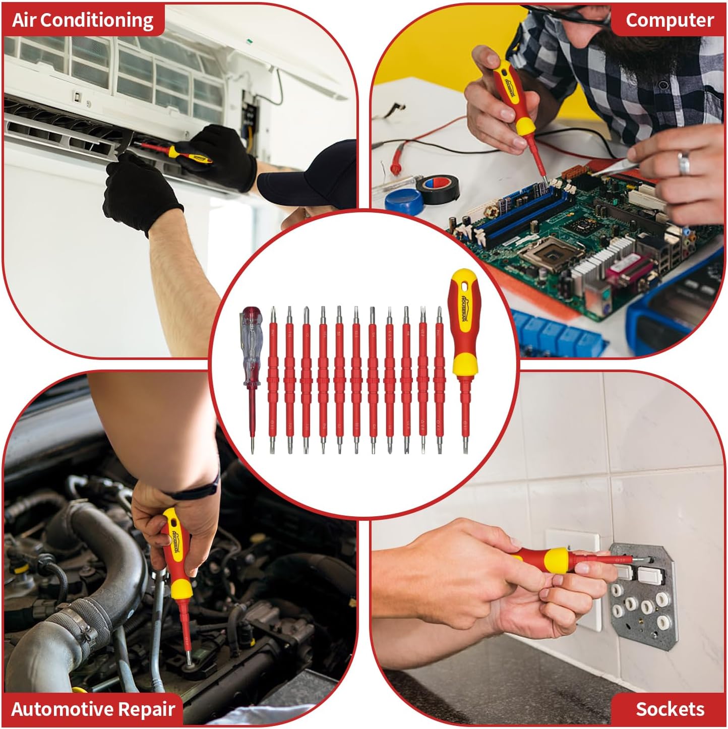 Electrical Screwdriver Set, Insulated Screwdriver, 26 Pcs | Magnetic Tip Electrician Tools Kit with Case, with Interchangeable Blades, Electrical Screwdriver for Men Household Repair