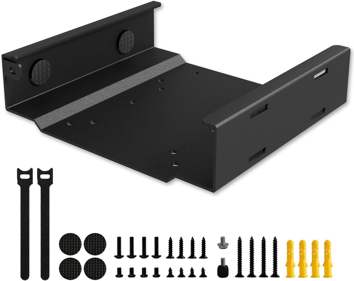 Mini PC Mount for Dell OptiPlex Mini PCs (3000/5000/7000 MFF and More), Under Desk | Wall-Mount | VESA, Protect Host Devices, with Adapter-Fixed Nylon Clips, Keep Desktop Tidy, Black