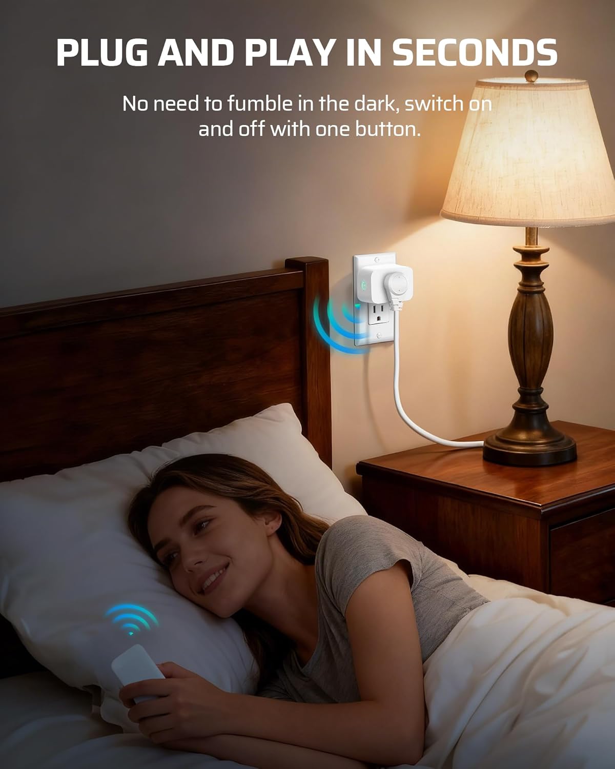 DEWENWILS Remote Control Outlet with All On/Off Button, Indoor Remote Outlet Switch for Lights, Lamps, Fan, 2 Mountable Brackets, 15A/1875W, 100FT, 2 Remote and 5 Outlets