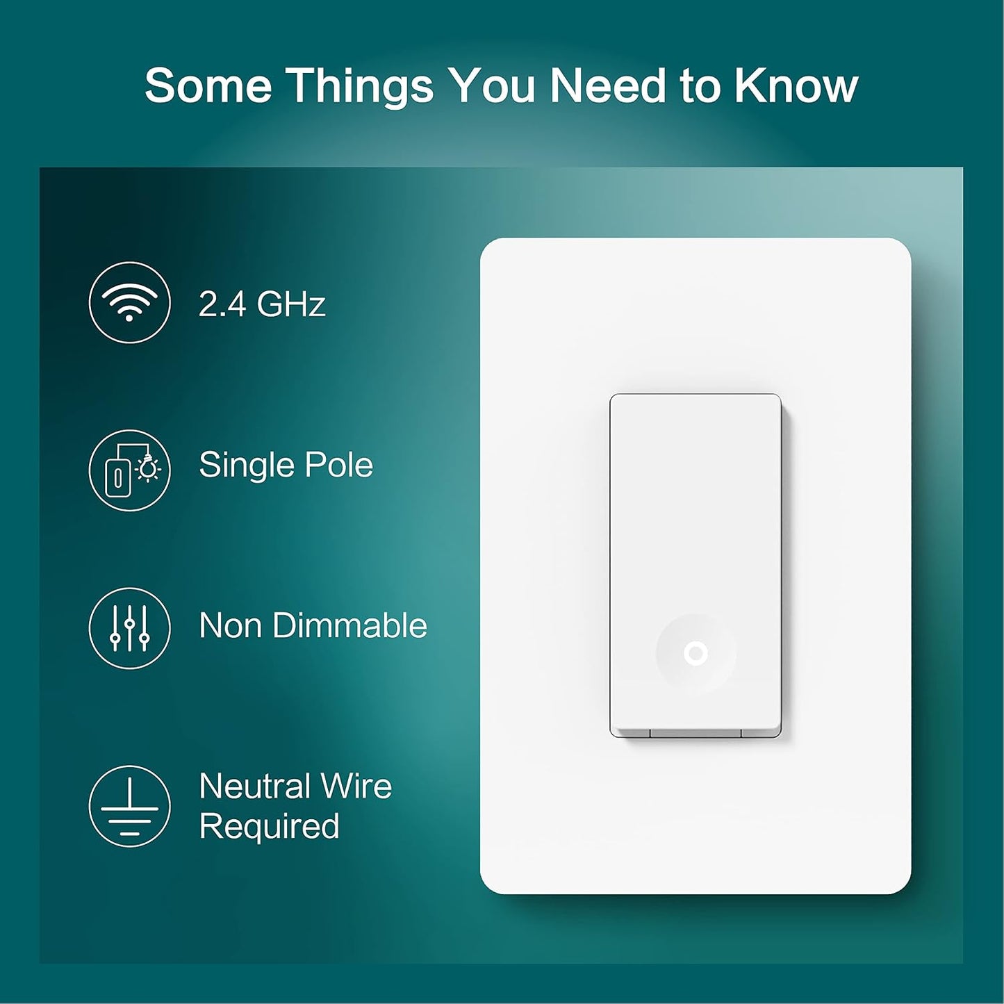 TREATLIFE Smart Switch 4 Pack, 2.4Ghz WiFi Light Switch Single-Pole, Neutral Wire Required, Works with Alexa, Google Home and SmartThings, Smart Home Remote Control, FCC Listed