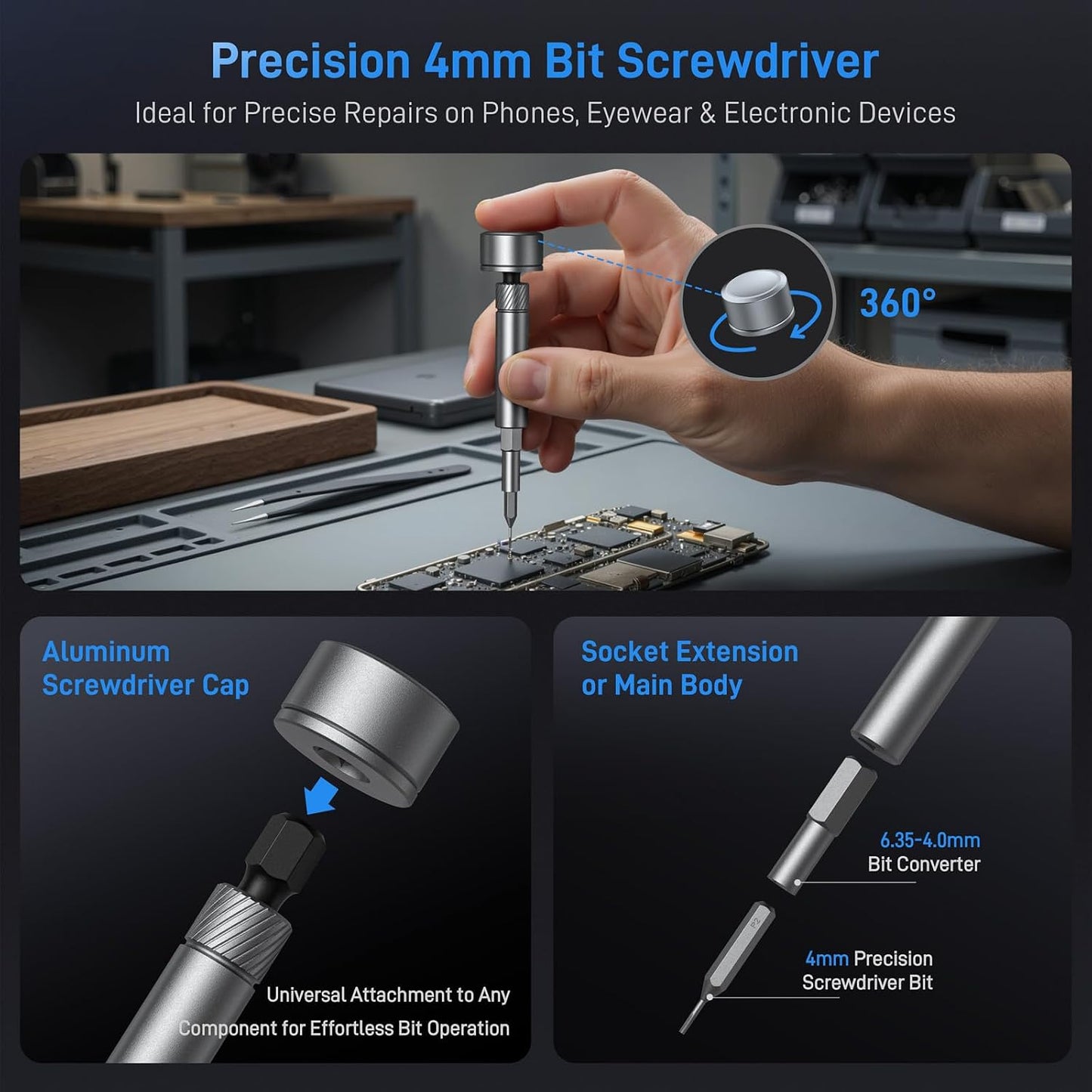 74-in-1 Magnetic Ratchet Screwdriver Set with S2 Steel Bits | T Handle Allen Wrench Set, Storage case, detachable design. Ideal for electronics, furniture, bicycle, watch, DIY.