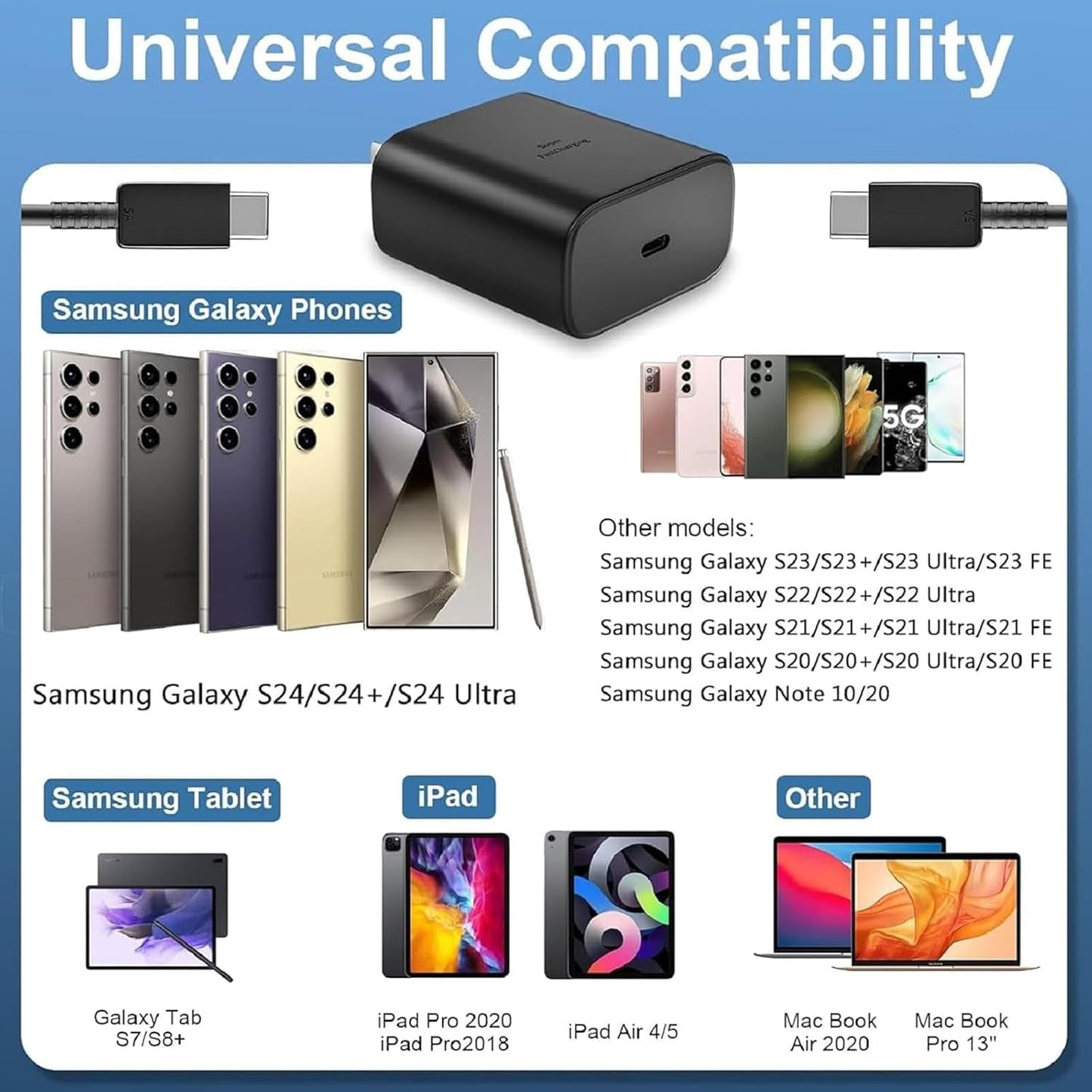 S24 S25 S23 A16 Samsung Charger Super Fast Charging 45W USB C Super Fast Charger with 6FT Type C Charger Cable Cord for Samsung Galaxy S25/S24/S23/S22/Ultra/Plus/FE,Galaxy Tab S9,Z Fold/Z Flip,A55,A15
