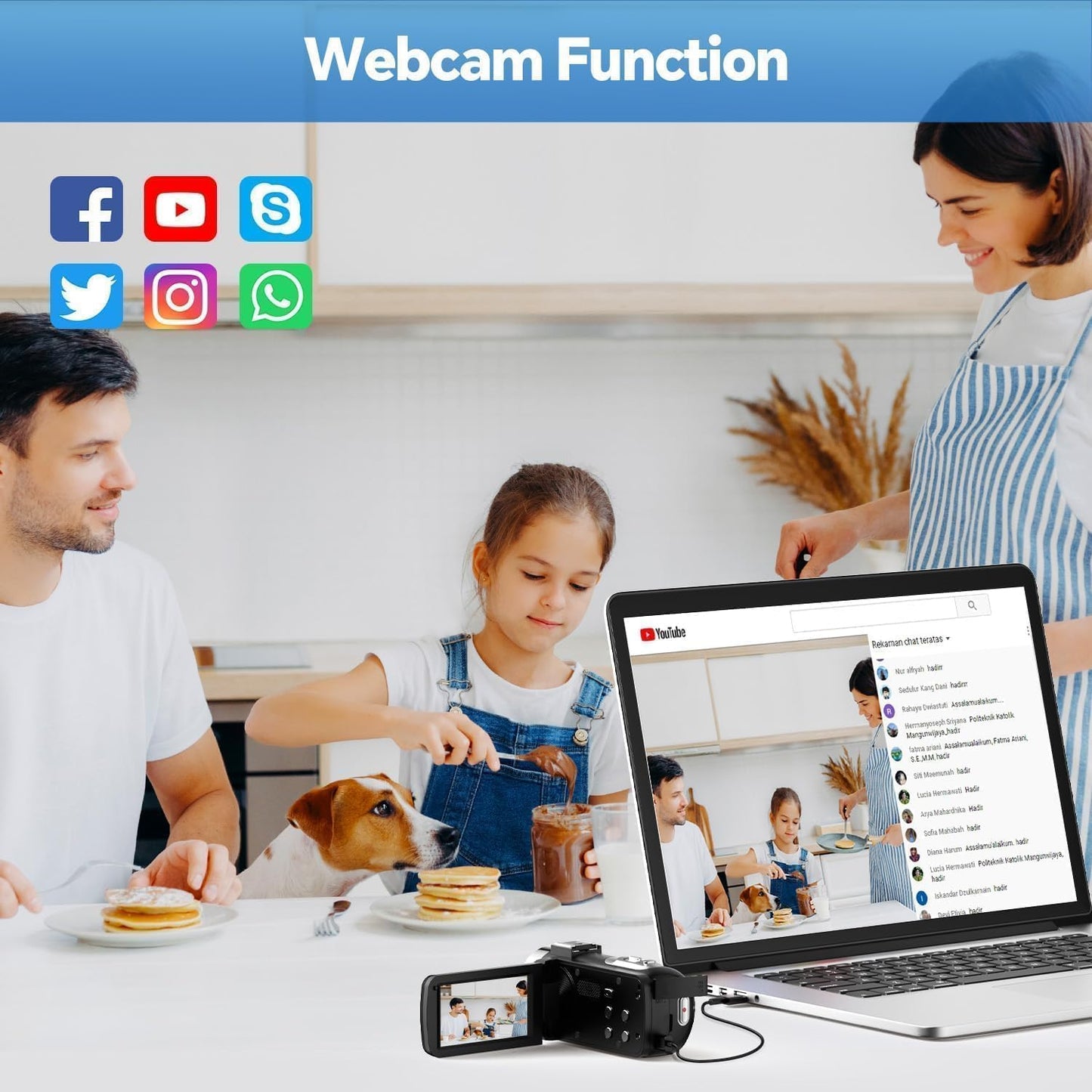 4K Video Camera Camcorder 42MP, 3.0" 270° Rotation Screen, 18X Digital Zoom YouTube Vlogging Camera with 2 Batteries, Remote Control, Webcam, 32G SD Card & Lens Cap