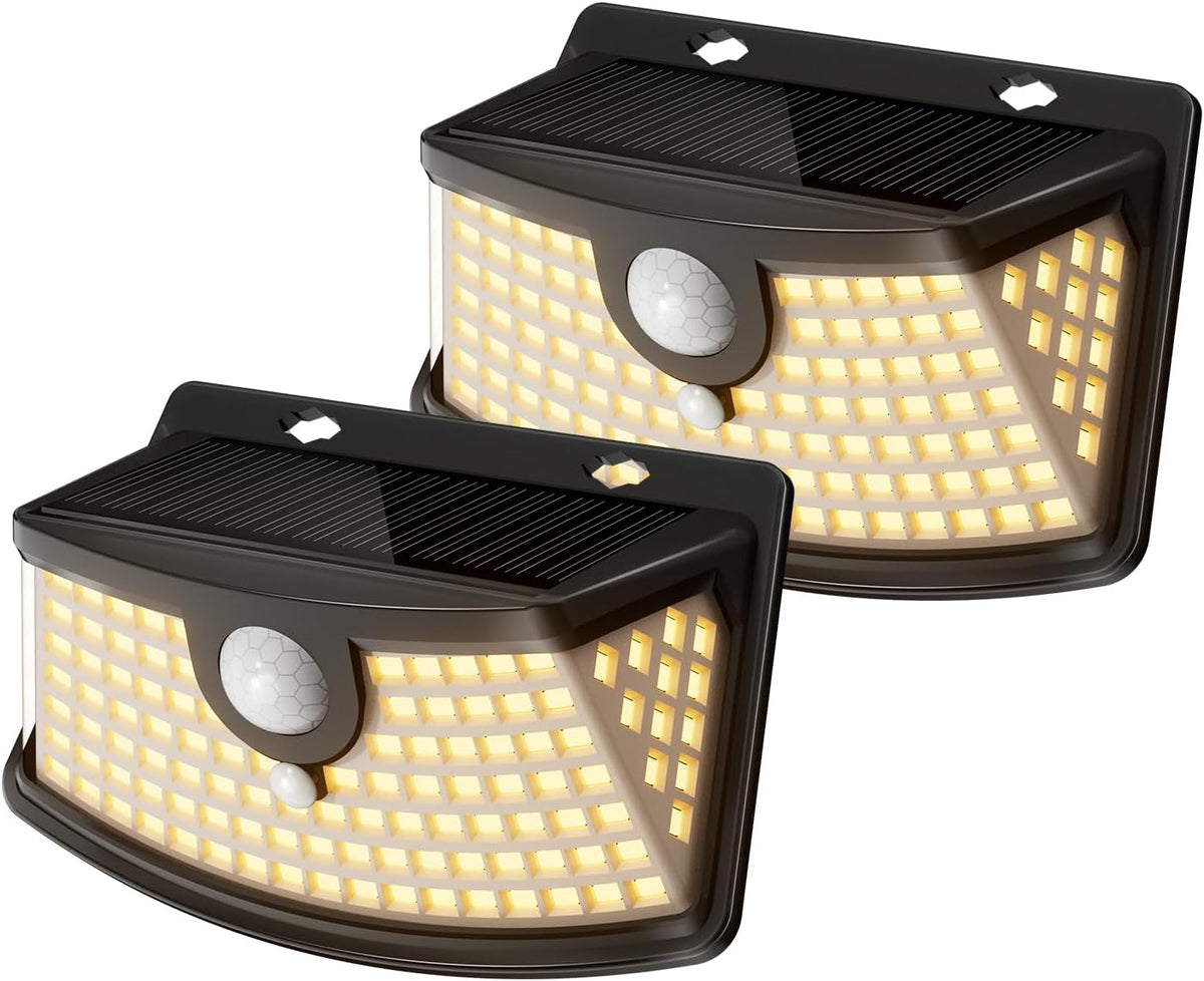 Aootek Solar Motion Sensor Lights Outdoor 120 LEDs, Black, 2 Pack