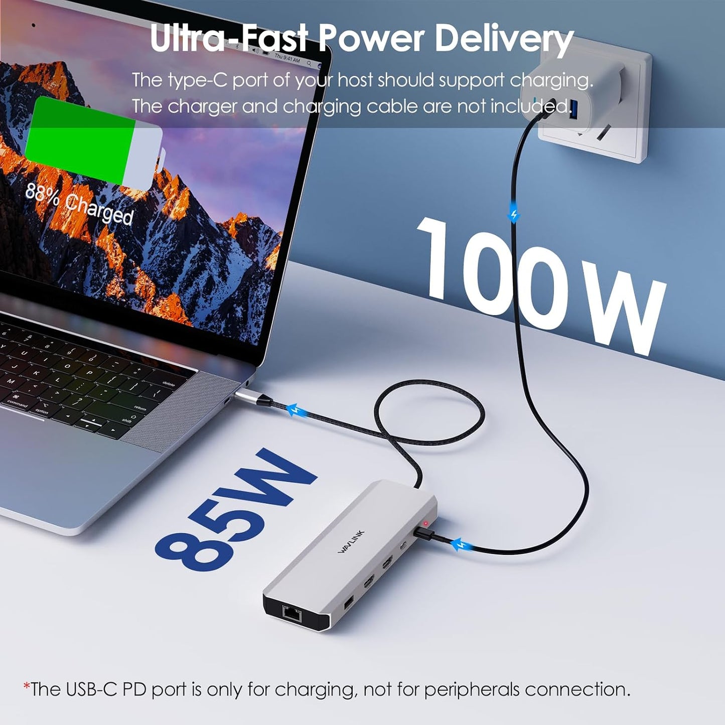 WAVLINK Laptop Docking Station, Docking Station Dual Monitor for HDMI | Single 4K@60Hz, 100W PD in,3×USB-C/A 10Gb, Gigabit Ethernet, Compatible with Dell/HP/Lenovo, Windows Only