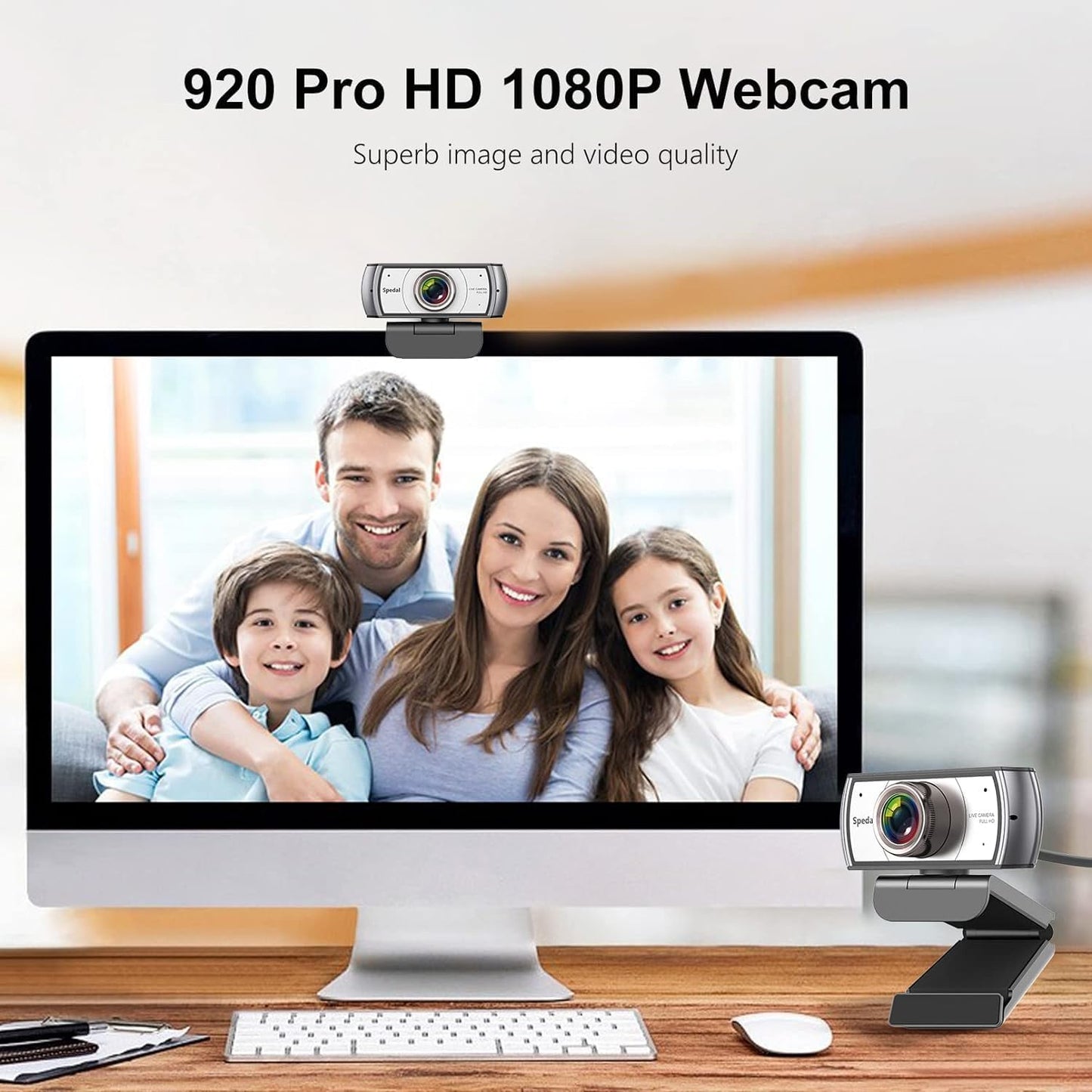 Wide Angle Webcam, 120 Degree Large View, Spedal 920 Pro Conference Camera | Full HD 1080P Video, Live Streaming Web Cam with Built-in Microphone, USB for Mac, PC, Laptop and Desktop
