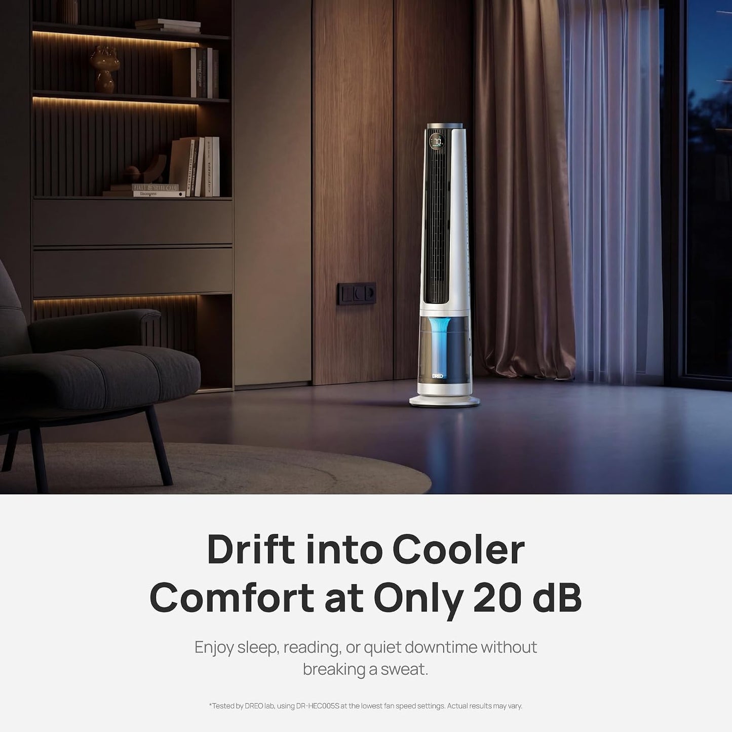 DREO TurboCool Misting Fan 765S, Fans that Blow Cold Air, 10°F Cooling Fan | 34ft/s Fast Evaporative Air Cooler, 6L Tank, 20 dB Quiet DC Motor, 90° Tower Fan with 12 Speeds, 4 Modes for Home, White