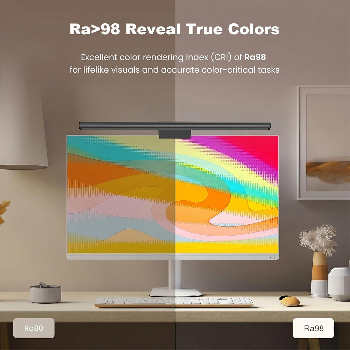 YEELIGHT Monitor Light Bar RGB Backlight, Ra98 Computer Lamp Works with Matter & Alexa for Home Office Gaming, 350LM Dimmable No Glare Eye-Care LED Screen Bar, USB Desk Lamp Stepless Dimming