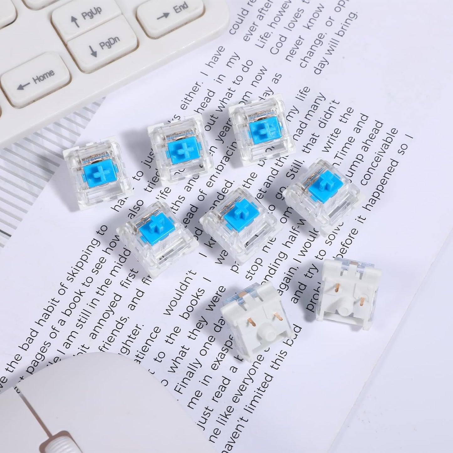 72 Pieces Blue Mechanical Keyboard Switches, 3 Pin Pre-Lubricated Clicky Key Switches, Dustproof and Waterproof Keyboard Accessories for Mechanical Gaming Keyboard