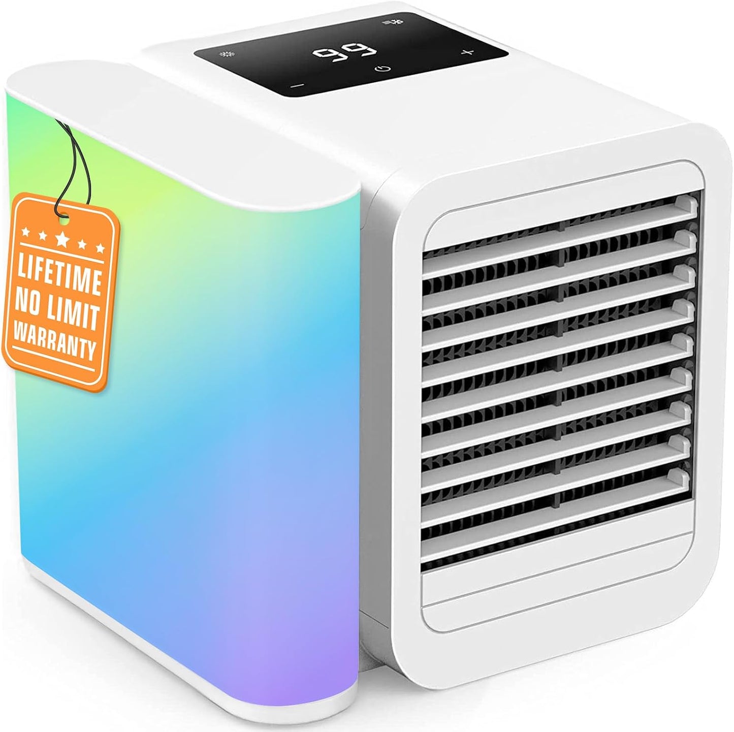 Portable Air Conditioners Fan: Air Conditioner, Ac Unit | Evaporative Air Cooler - Personal Mini Air Cooler with Timer & 7 Light Ac Unit for Bedroom Room Desktop Office (Pearl White)
