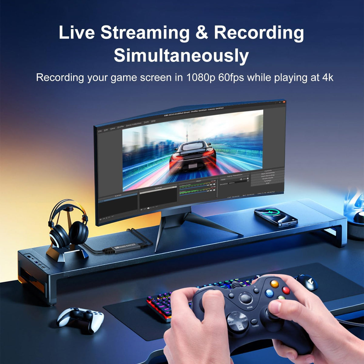 4k HDMI Capture Card for Streaming, Full HD 1080P 60FPS Capture USB 3.0 Game Audio Video Capture Card,for PS4/PS5/Xbox/Switch/OBS/Camera/PC/Laptop/Mac Plug and Play