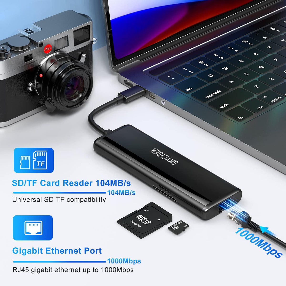 USB C Laptop Docking Station for Dual 4K Monitors or Single 8K Output, 8 in 1 USB C Hub with HDMI PD, Ethernet, SD/TF, 2 USB Port, 100W PD, USB Dock Multiport Adapter for MacBook/Dell/HP/Lenovo Laptop
