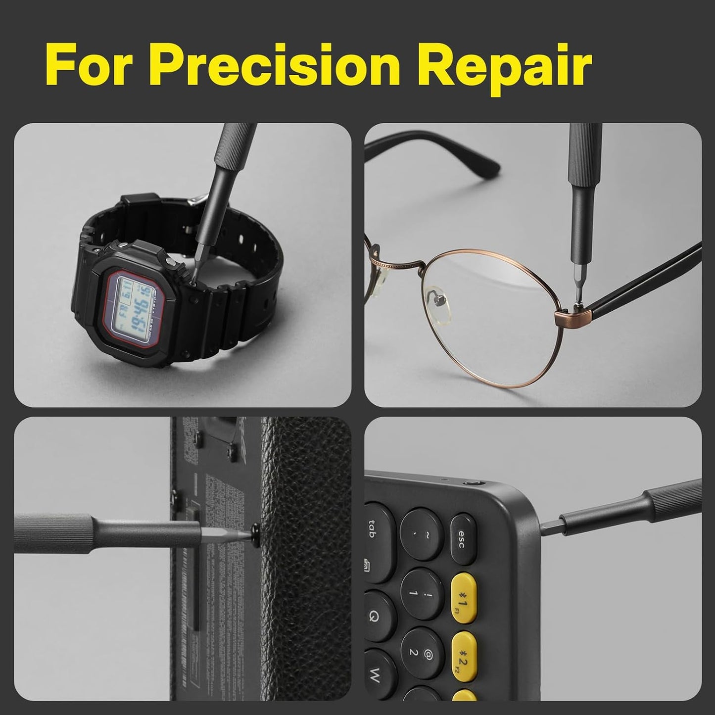 HOTO 28 in 1 Manual Precision Screwdriver Set, Eyeglass Repair Kit | Magnetic Bits for Easy Pickup, Compact Storage Box, Ideal for Eyeglasses, Electronics, Watches, Phones and Laptop Repair