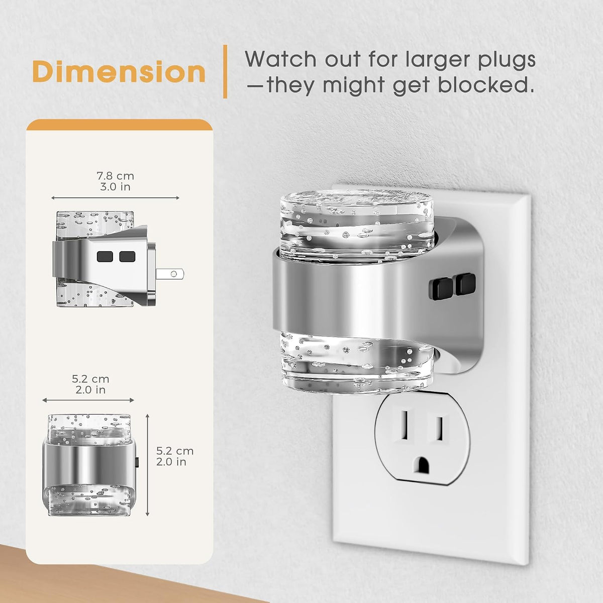 Briignite Night Lights Plug into Wall Dimmable Night Light Bubble Design