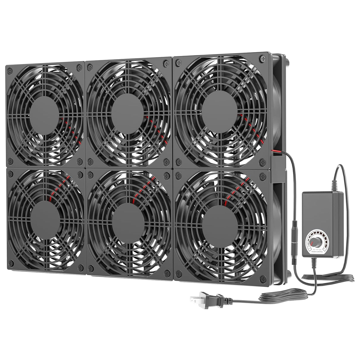 Adjustable Exhaust Fan with AC Plug for 12"-17" PC Notebook Gaming Laptop Server Rack, Greenhouse, Basement, Window Cooling or RT-AC5300 Router Ventilation