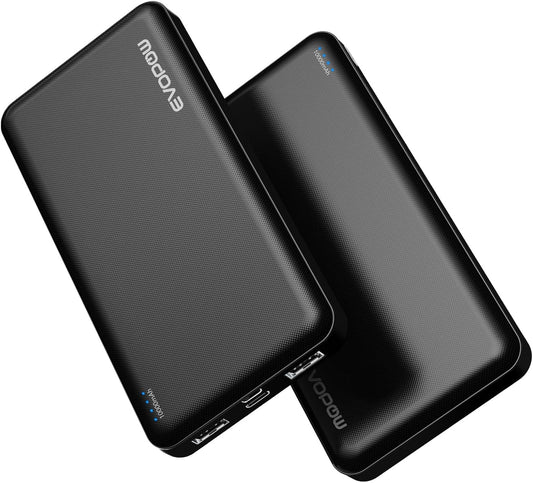 2 Pack Portable Charger, Slimmer 10000mAh Power Bank, USB C in&Out Fast Charging Battery Pack, Portable Power Bank for iPhone 16 15 14 13 12 Tablet Samsung S23 S22 Pixel and Heated Vest (Black)