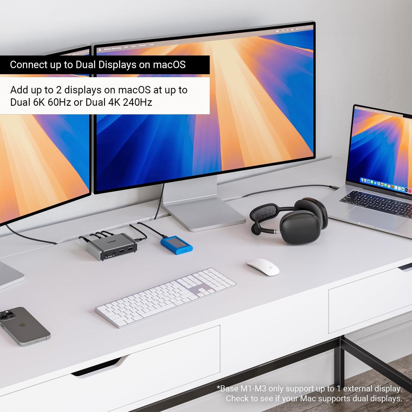 CalDigit E5 - Thunderbolt 5 Element 5 Hub - 9 Ports, 4 x Thunderbolt 5/USB4 v2, 3 x USB-A & 2 x USB-C 10Gb/s, Single 8K, Dual 6K/8K, or Two 4K@240Hz Displays, 90W Charging, 0.8m Cable 180W PSU