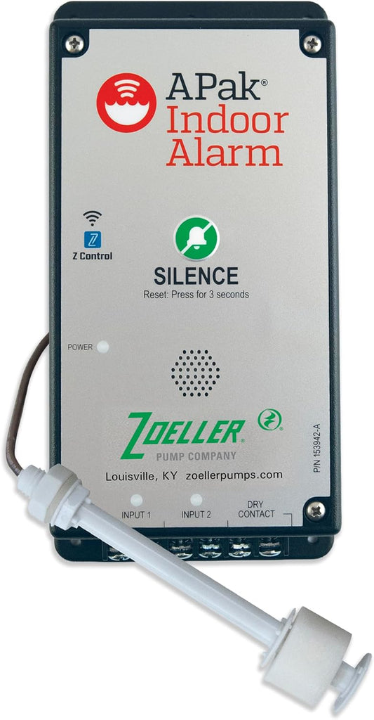 Zoeller APak Z-Control Indoor Alarm System w/Reed Sensor – High-Water Audible & Visual Alert for Basement Sump Pits, Pump Chambers & Holding Tanks – 115V with Battery Backup & Smart Alerts