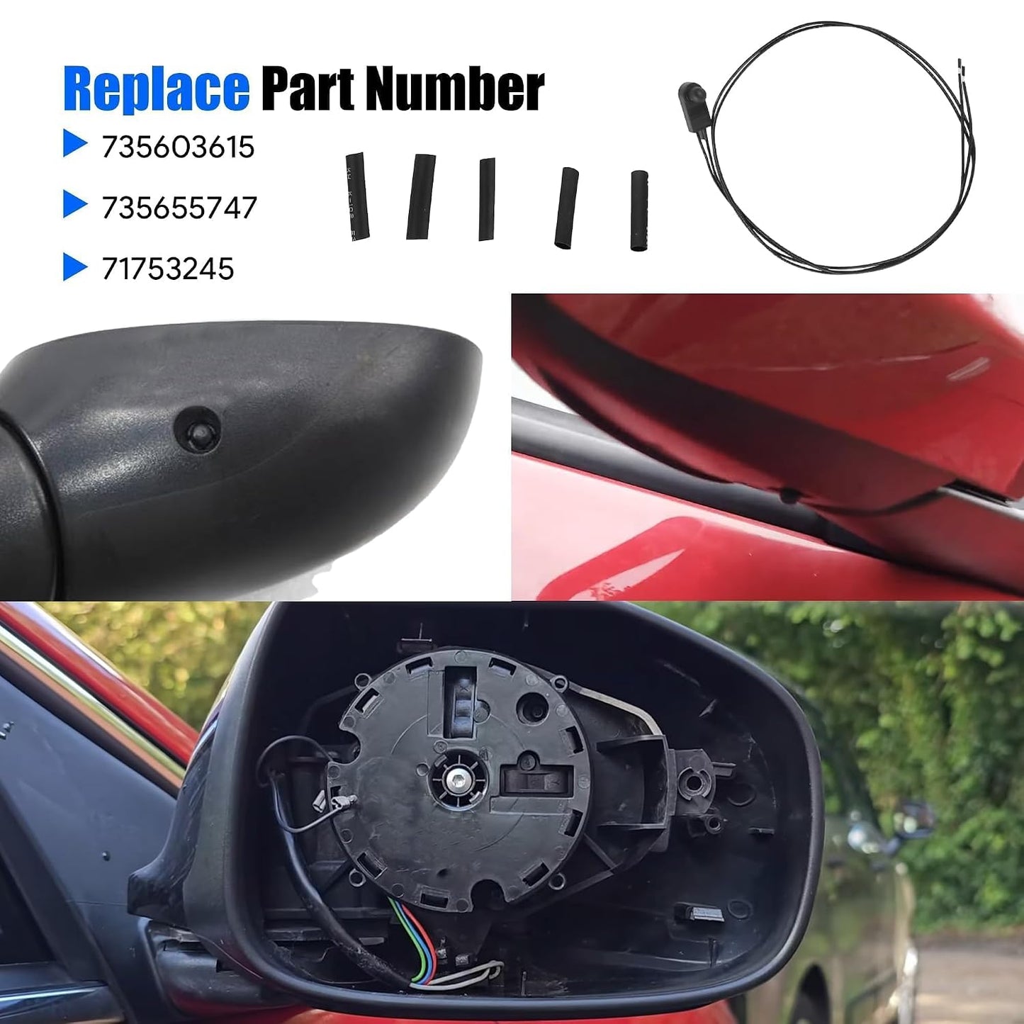 Outside Ambient Air Temperature Sensor 71753245 Fit for Fiat/Jeep | 735655747 735603615 Exterior Underneath Door Mirror Fit for Fiat 500 500X 500L for Jeep Renegade Punto Alfa Romeo