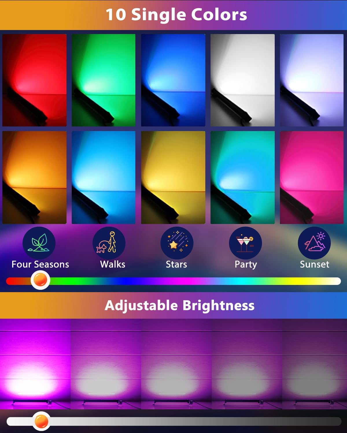 MEIKEE 25W RGBW LED Wall Washer Light, RGB Color Changing LED Strip Lights with Plug, IP66 Waterproof Outdoor RGBW Wall Strip Light Bar Outdoor Lighting for Christmas Halloween Stage 1 Pack
