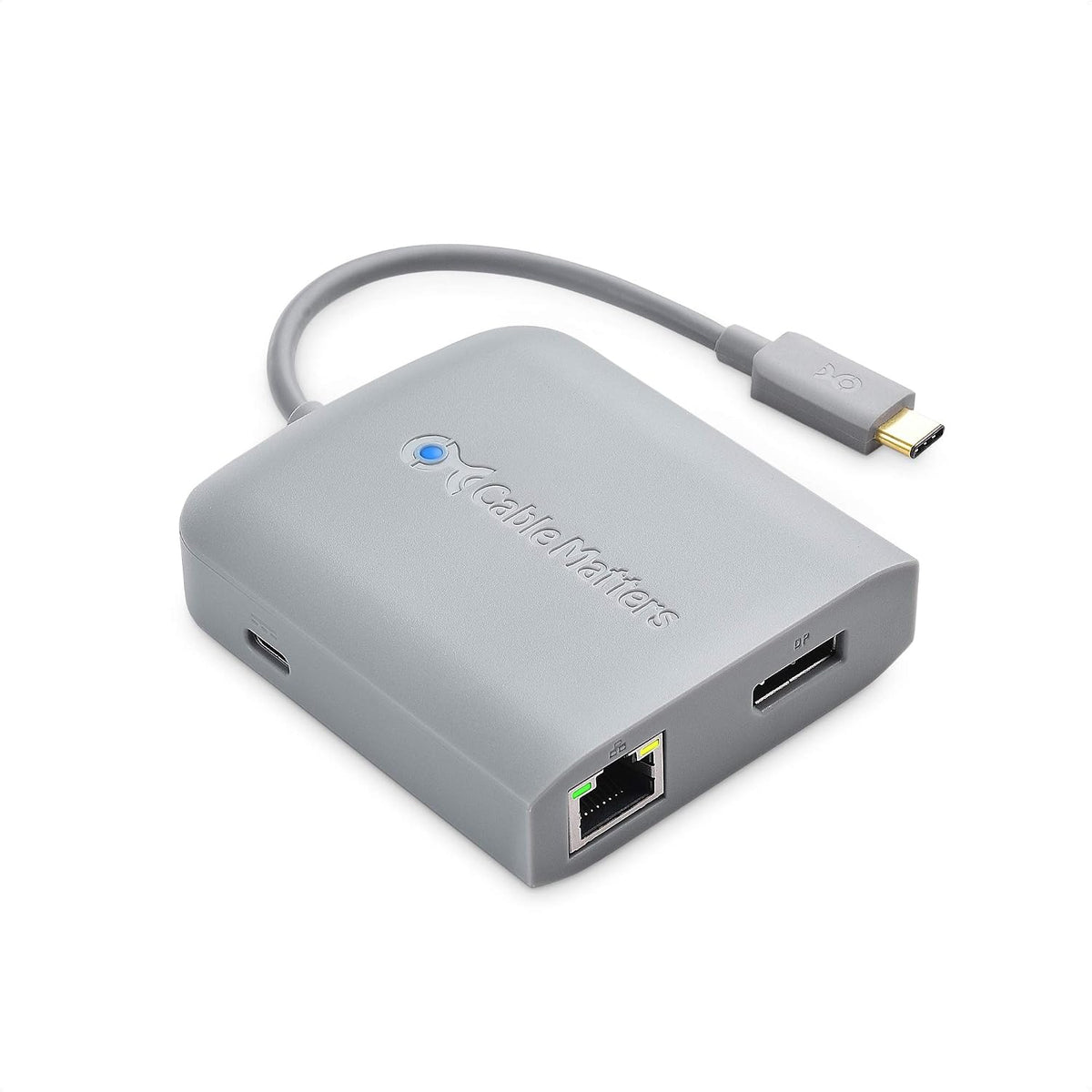 Cable Matters USB C Multiport Adapter (USB C Hub with DisplayPort 8K), 2X USB 2.0, Fast Ethernet, and 60W Charging in Black - Thunderbolt 4 / USB4 / Thunderbolt 3 Port Compatible with MacBook Pro