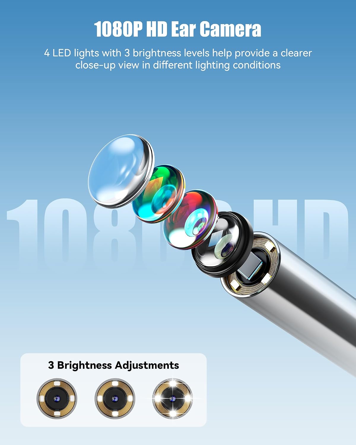 Otoscope Ear Camera with Light, Ear Wax Removal Camera for Adults Kids | 1080P HD Ear Camera with 1.21" Screen, 4 LED Lights and Adjustable Camera for Clear Real-Time Ear Inspection