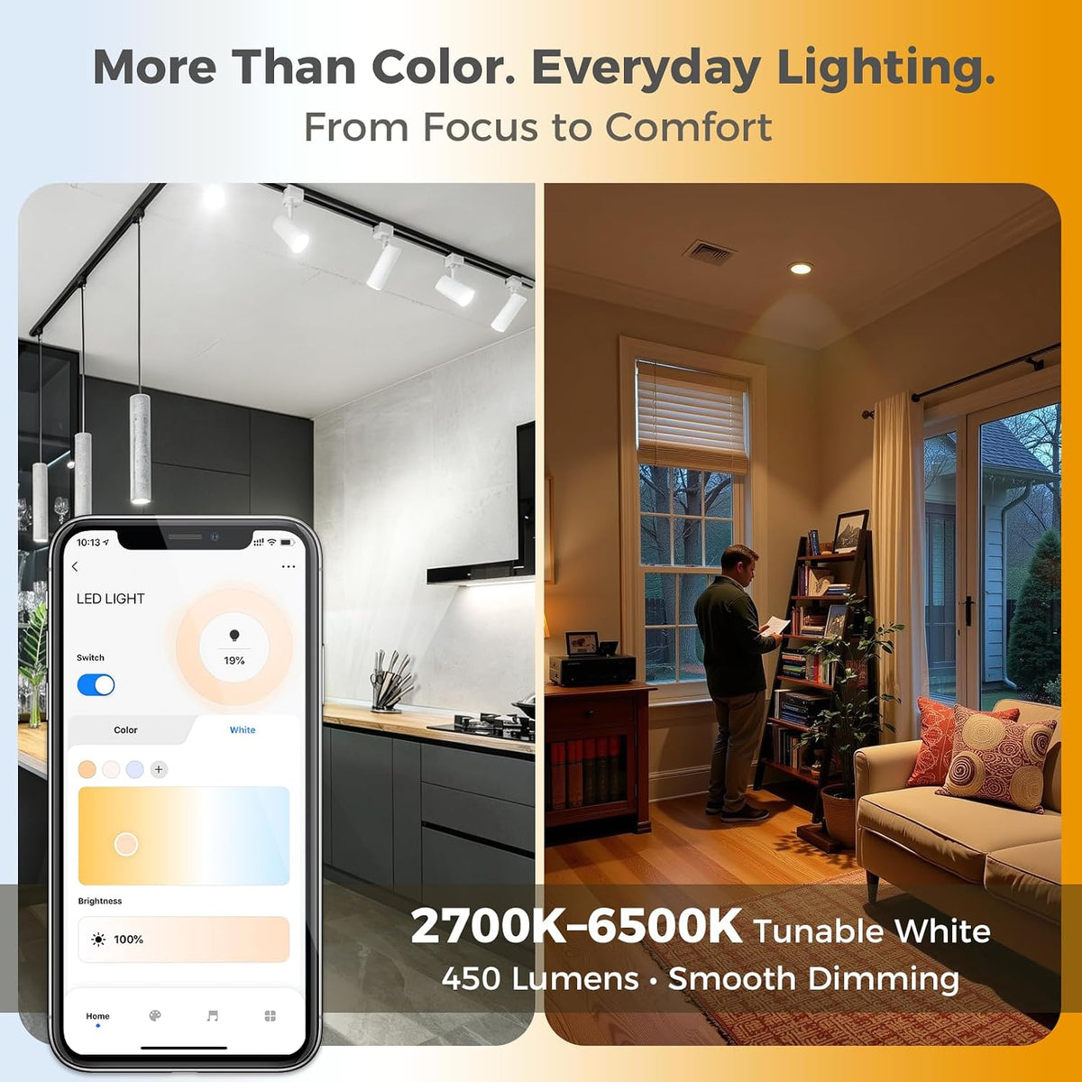 DiCUNO GU10 Smart LED Bulb, Color Changing, 50W Equivalent, 450LM, 4-Pack