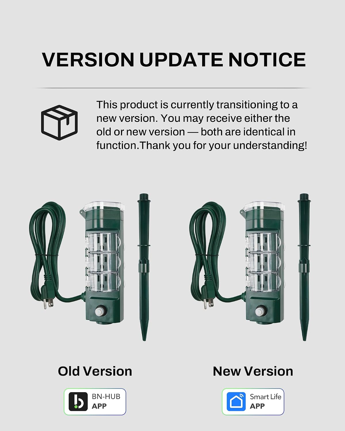 HBN Outdoor Smart Plug Timer,6 Outlets,WiFi Power Stake 6 Ft Cord