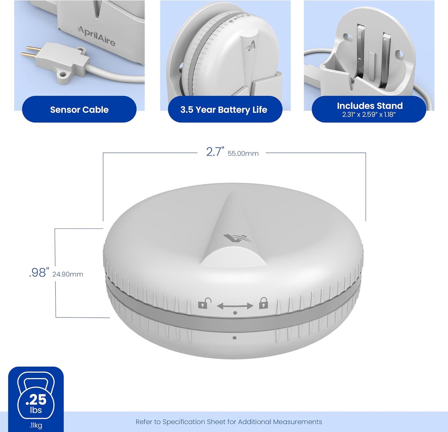 AprilAire ZAZW Water Leak Sensor, Designed to Pair with AprilAire S86WMUPR Thermostat or Wi-Fi Dehumidifiers