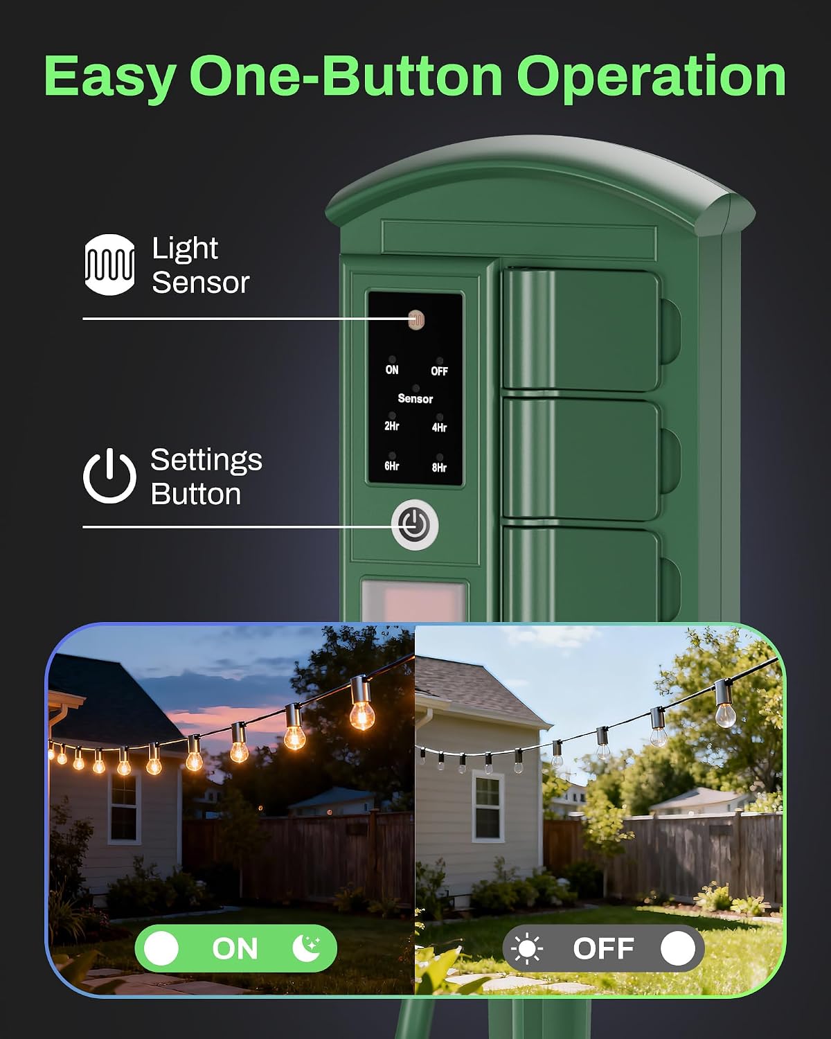 BN-LINK Outdoor Power Stake Timer, Remote Control，6 Outlets