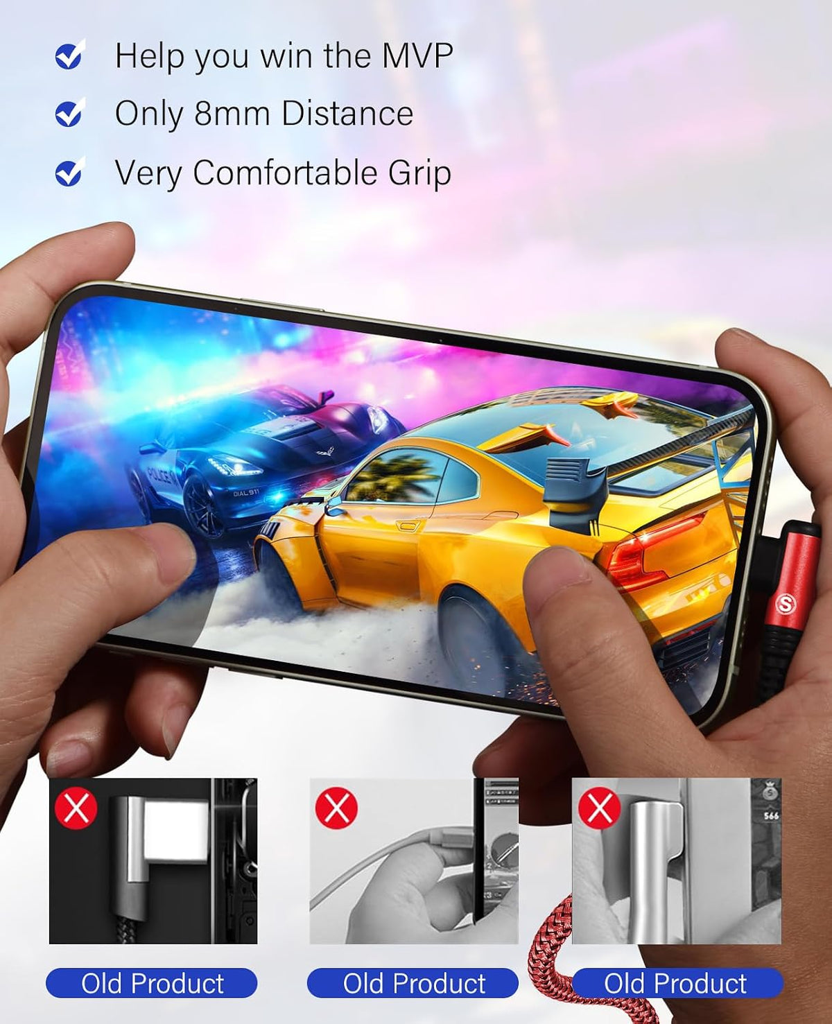 USB to USB C Cable 3.1A Fast Charge Right Angle CarPlay 6.6ft 2-Pack Red