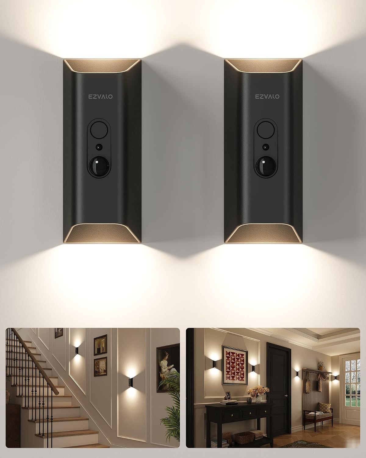 EZVALO Motion Sensor Wall Light with Remote Control, Rechargeable Wall Sconce, 3 Color Temps, Dimmable, Magnetic, LED Indoor Wireless Wall Lamp, 4000mAh, for Hallway, Stair, Entryway, Renters