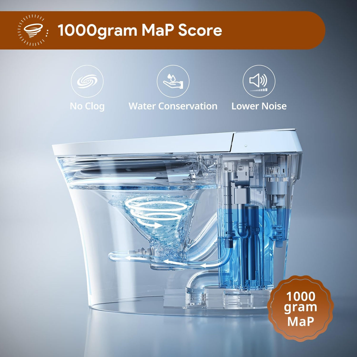 Uncle Brown ST12U Smart Toilet, ADA Height Bidet Toilet with Auto Open & Close Lid, 1000g MaP Flush Score, Foam Shield, PlasmaClean Technology, Hygienic Water Cleanse, Heated Seat & Warm Air Dryer