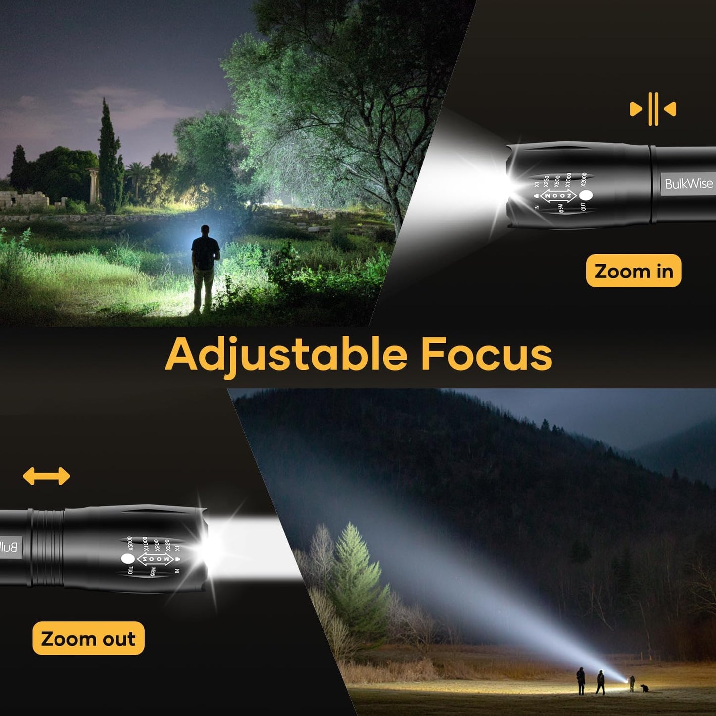 4 Pack Rechargeable Flashlights High Lumens, Bright 1 Mode Small Flashlight Powerful Tactical Flashlights Rechargeable, LED Flash Light Zoomable for Camping Hiking Emergency Gift