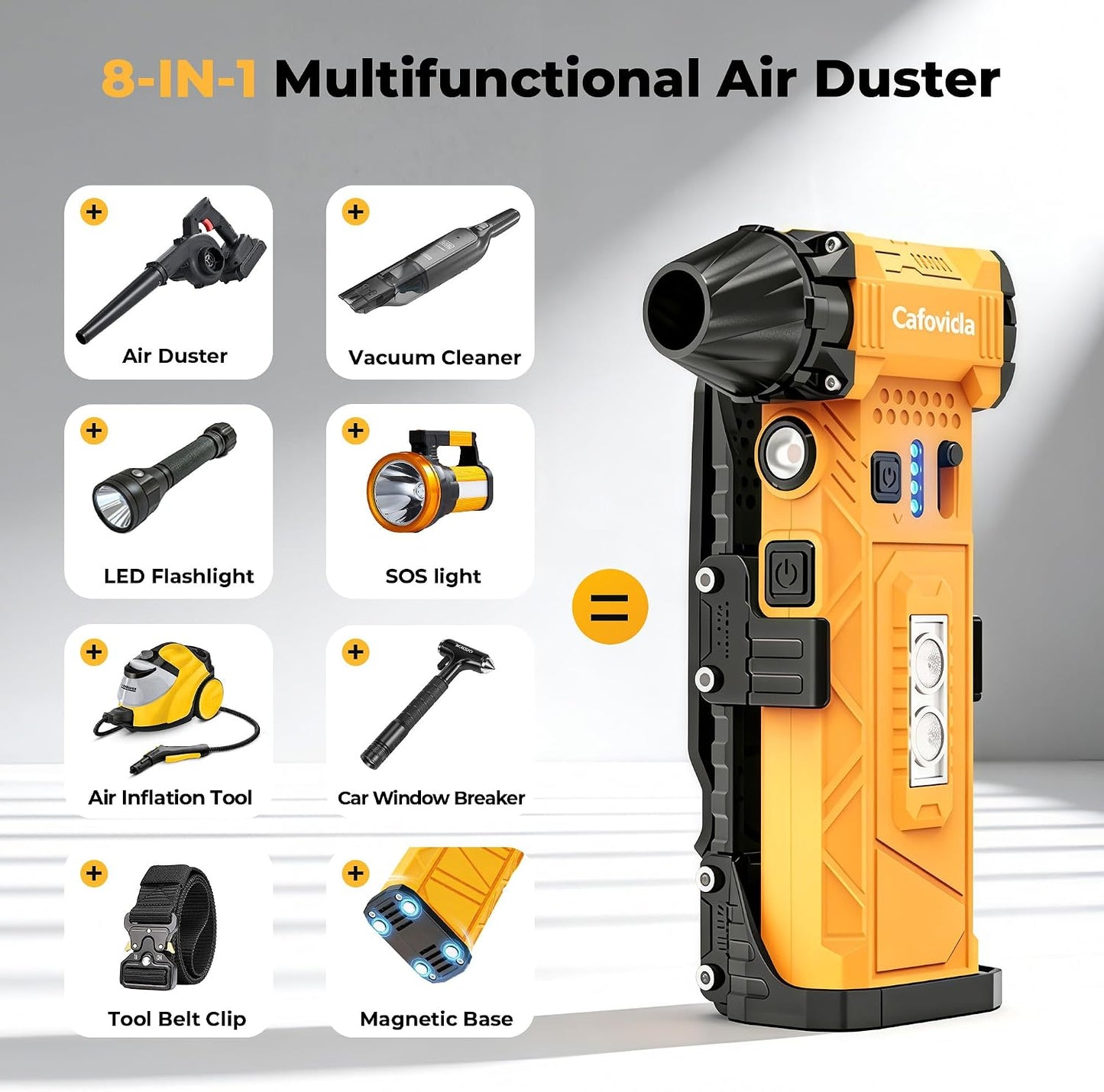 Electric Air Duster | 180000RPM Brushless Motor | 8000mAh Battery • Stepless Speed Control • 2-in-1 Air Blower • LED Light Car PC Home