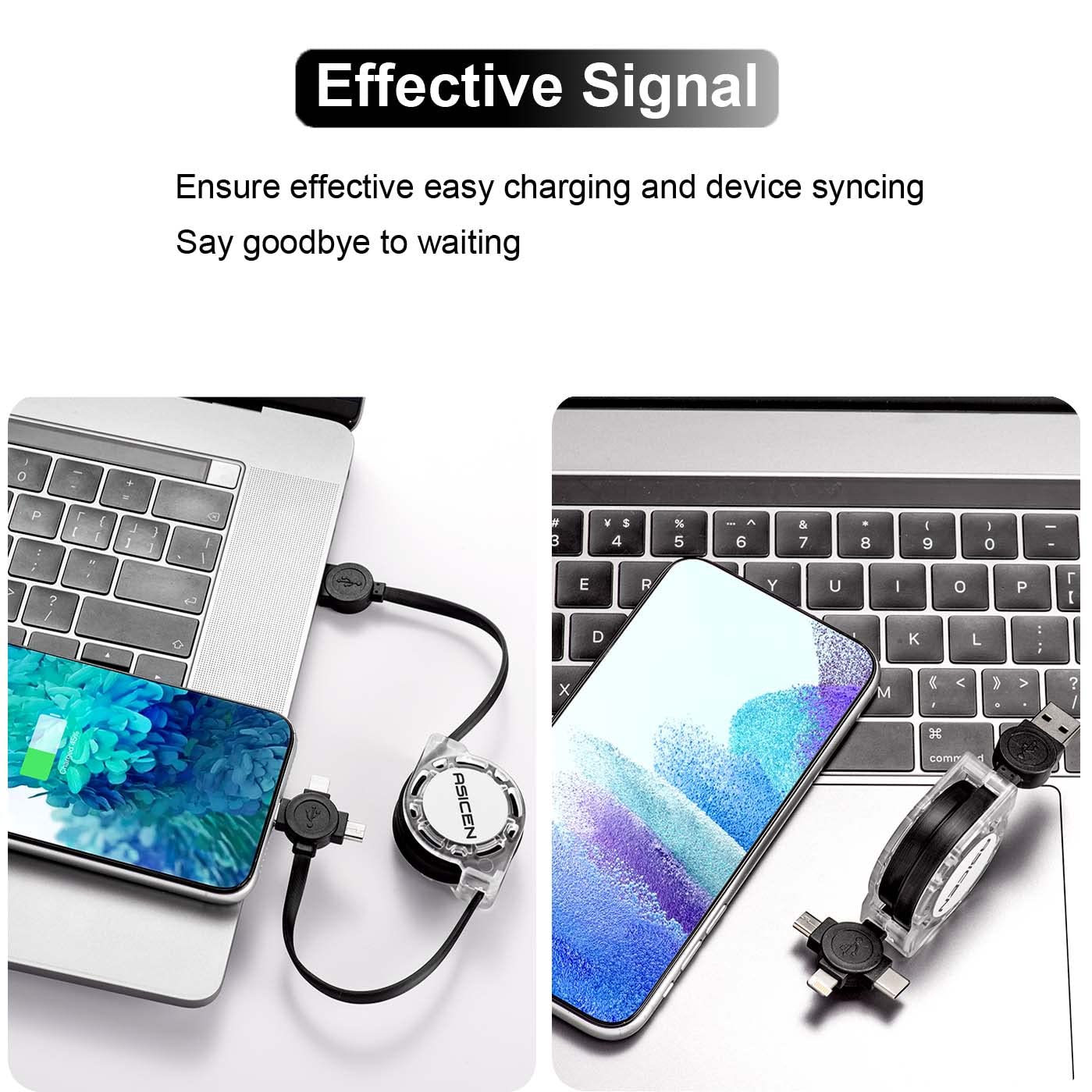 3 in 1 Retractable Multi Charging Cable, Fast Charging Cord, 2Pack,3.3Ft | USB Cable Phone Multiple Charger with USB C/Lightning/Micro, Travel Car Accessories for iPhone 17 16 15 14/Samsung/Kindle/Car