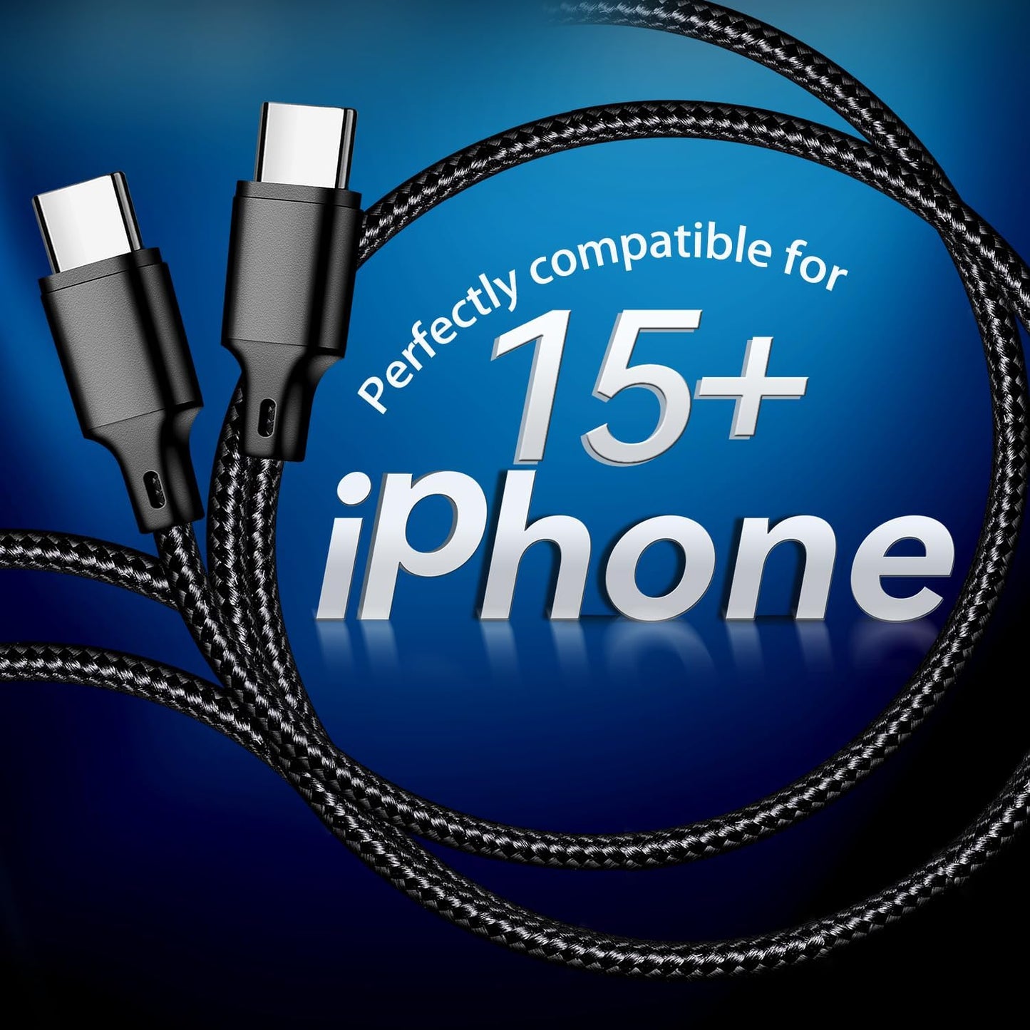 USB C Charger Cable, 5 Pack [3/3/6/6/10ft] Type C Fast Charging Cord High Data & Transfer Wire Compatible for iPhone 17/16/15 Plus/Pro Max iPad Pro Air Ps5 Controller Samsung Galaxy(Black)