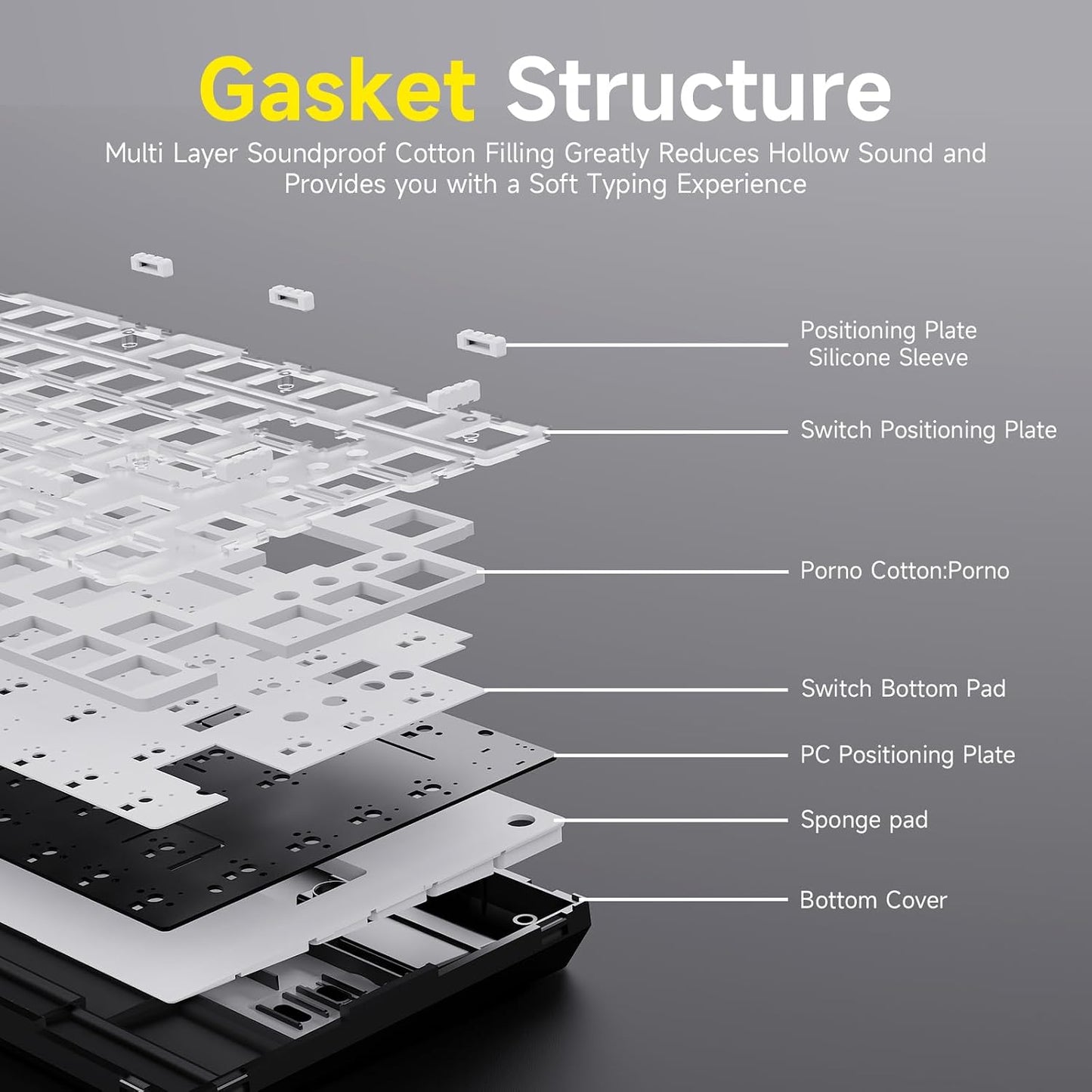 Ajazz AK820 TKL 75% Hot Swappable Mechanical Keyboard with Volume Knob, Gasket Mount Wired Gaming Creamy Keyboard, Pre-lubed Linear Switch, South-Facing RGB, PBT Keycaps