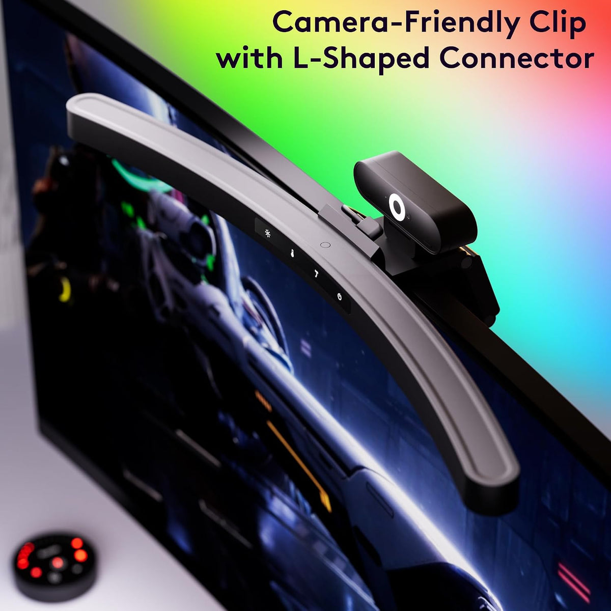 Quntis 17.7'' Curved Monitor Light Bar RGB Backlight with Music Sync, Black
