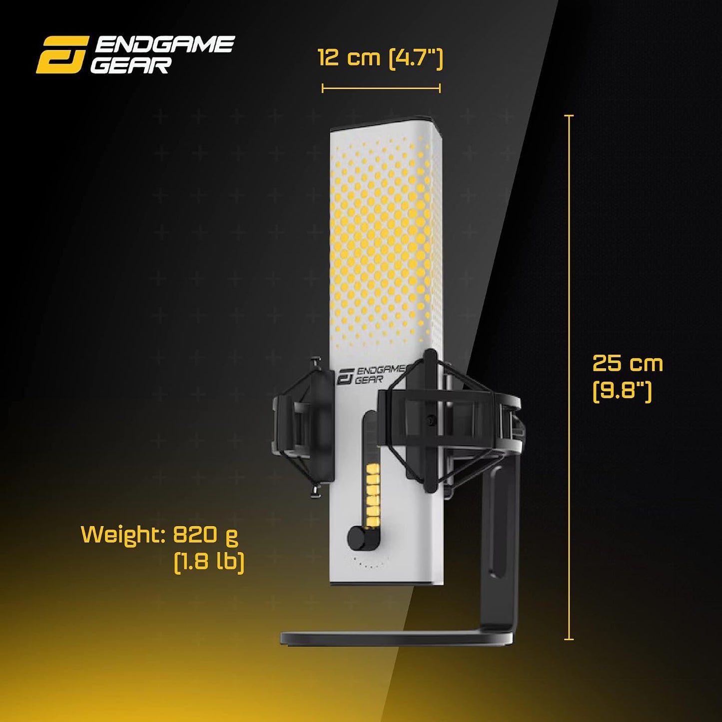 ENDGAME GEAR XSTRM USB RGB Microphone for PC Gaming, Cardioid Gaming Mic, White | USB RGB condenser gaming microphone, cardioid pickup, plug and play, for PC gaming and streaming