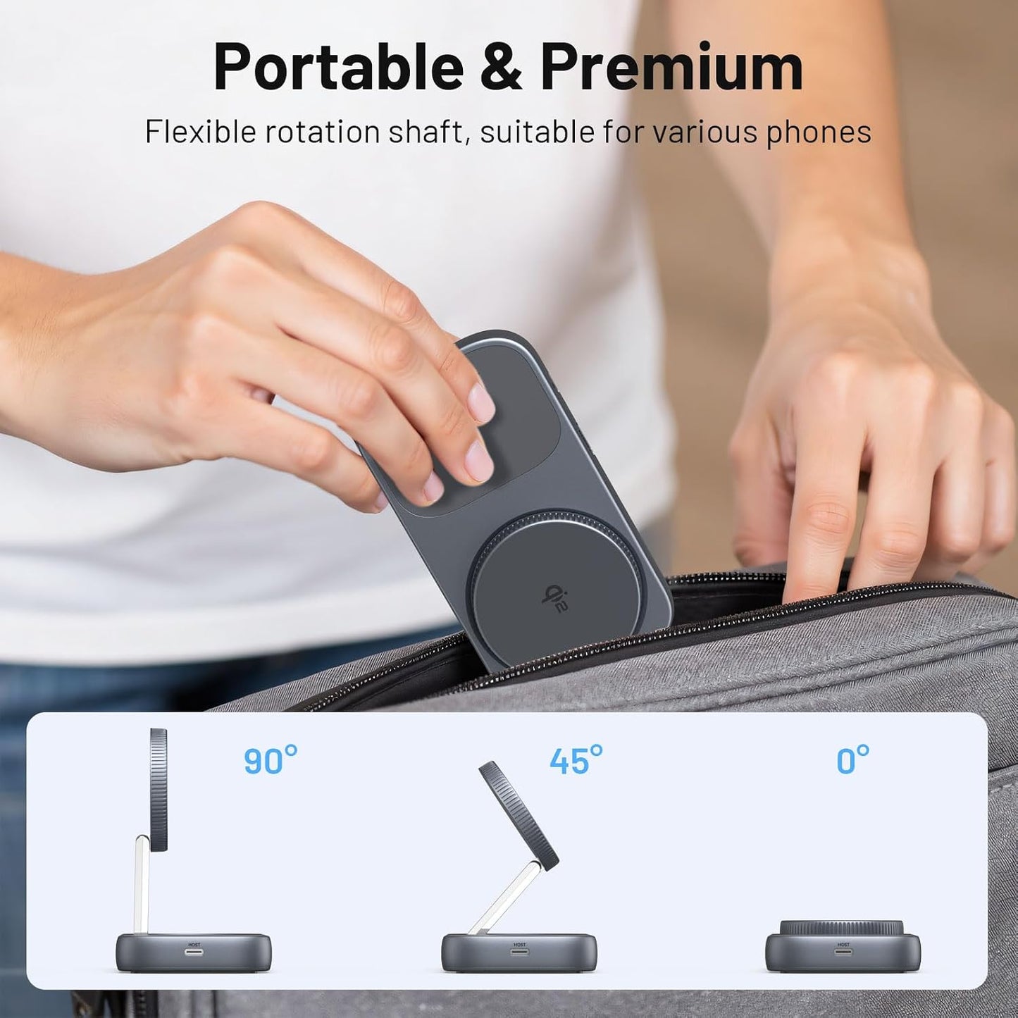 Selore USB C Hub with Wireless Charging for MacBook: 4K@60Hz HDMI, 100W PD, 15W Qi2 + 5W Wireless, 10Gbps Ports, iPhone Mirroring Docking Station & Magsafe Stand, Space-Saving Desk Organizer
