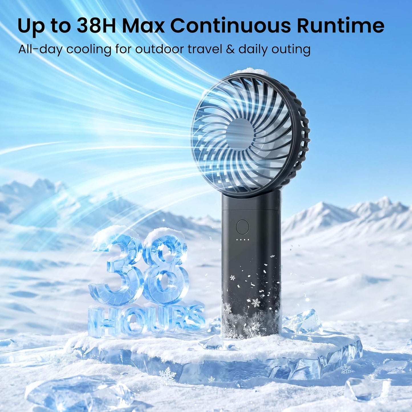 HandFan 2026 𝐔𝐩𝐠𝐫𝐚𝐝𝐞𝐝 Handheld Fan, Hands Free Necklace Fan with lanyard, 8000𝐦𝐀𝐡, 38 Hours Cooling Runtime,180° Foldable (Black)
