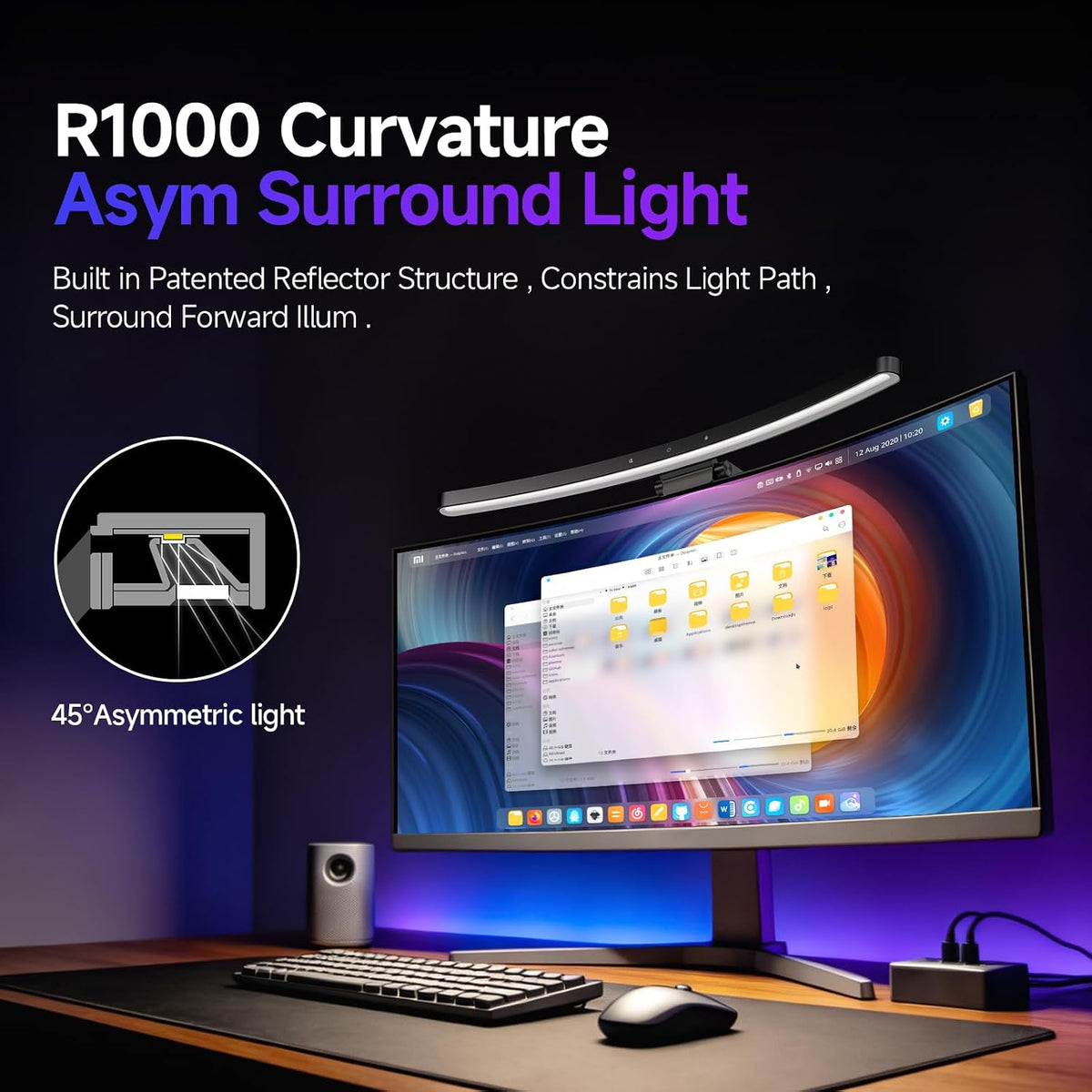 LYMAX Curved Monitor Light Bar with Sensor, Monitor Light with Remote