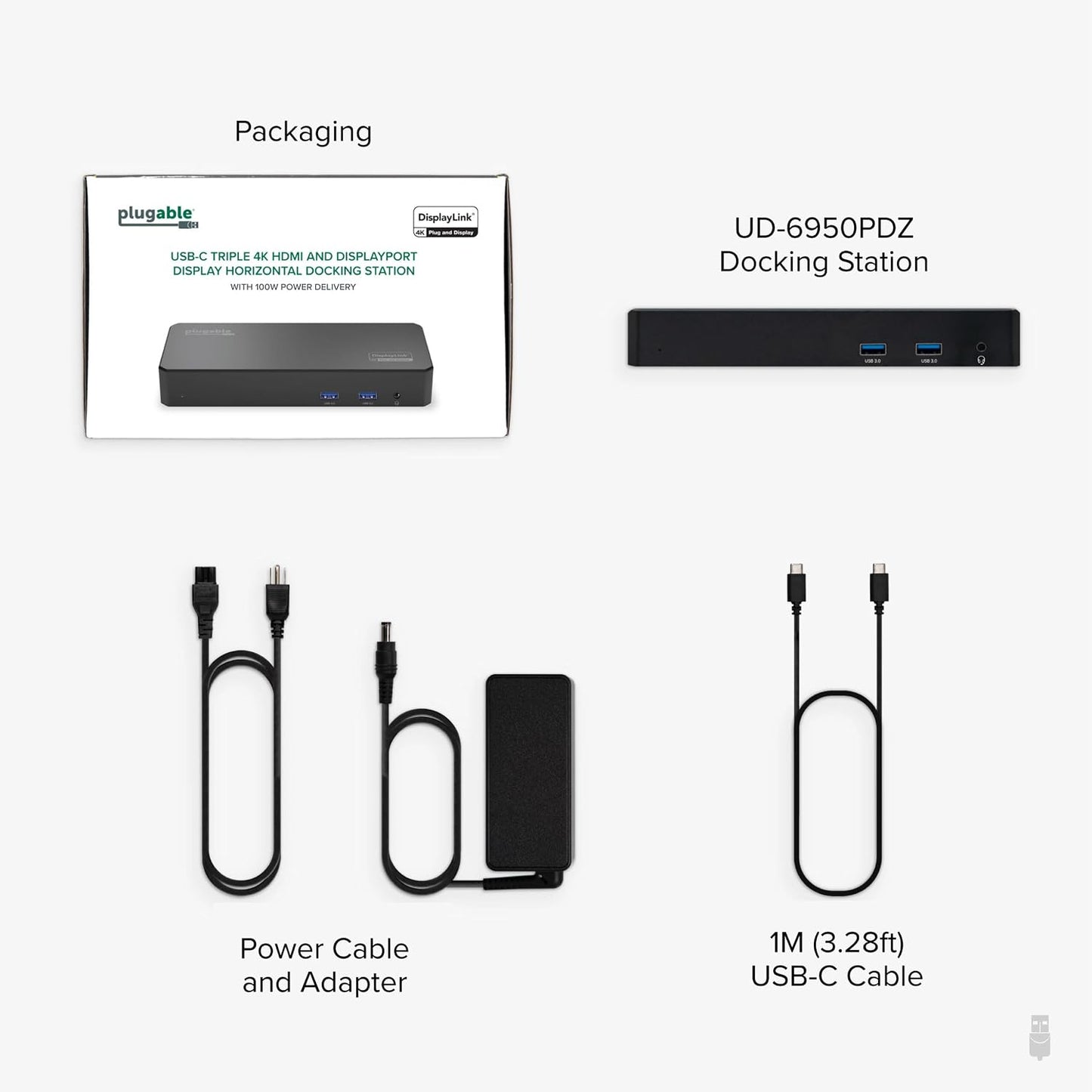 Plugable 12-in-1 USB C Triple Monitor Docking Station, Triple 4K Displays with 3X HDMI or 3X DisplayPort, Compatible with Mac, Windows, Thunderbolt, USB4, USB-C (100W PD, 6X USB Ports, Ethernet)