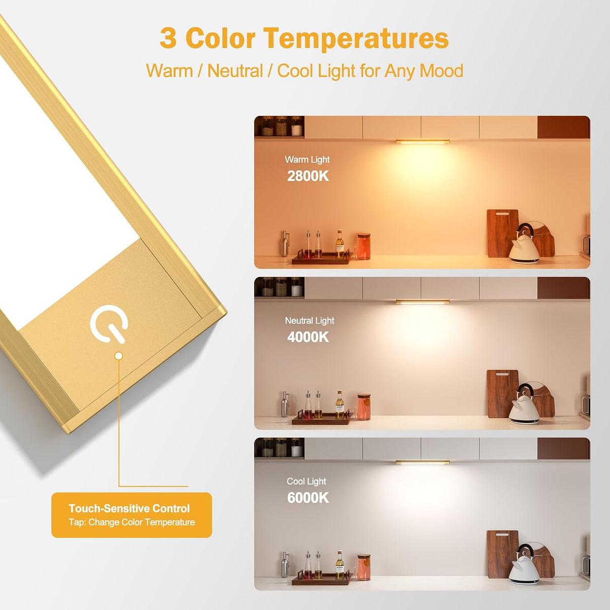 V4light Motion Sensor Cabinet Light, Rechargeable, Dimmable, 2Pcs, 9in